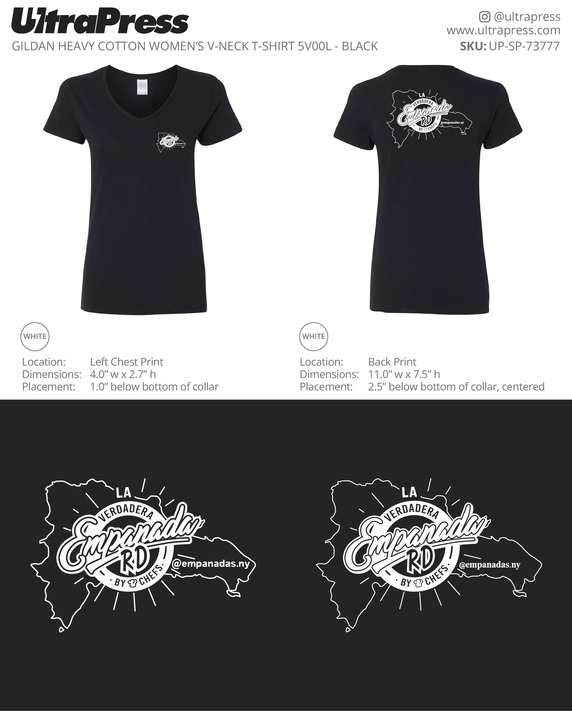UP-SP-73777 Empanada RD Women's VNeck TShirt - Henry Jimenez 48 Min Qty (Bulk) - Image 2