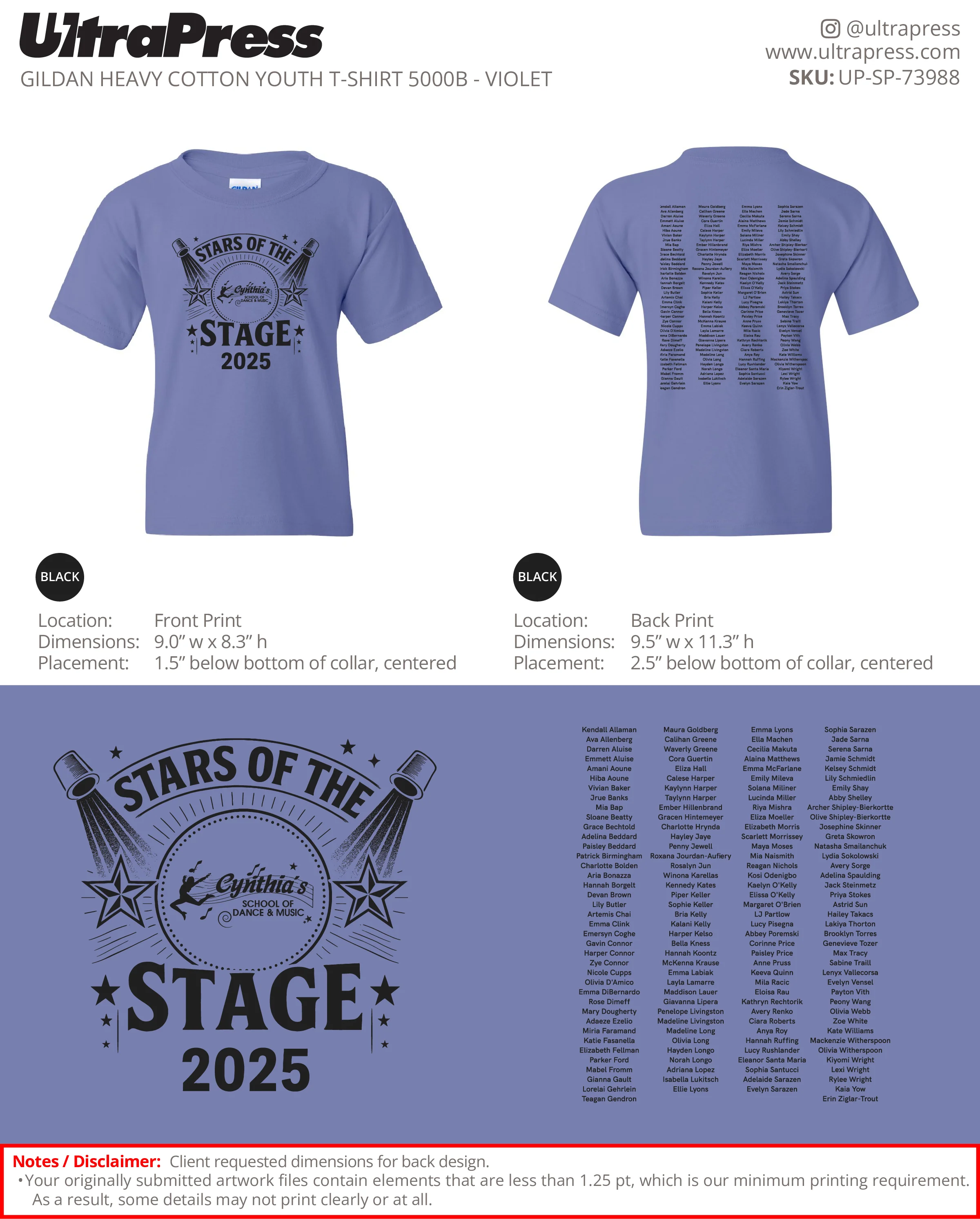 UP-SP-73988 Star Of The Stage 2025 - Cindy Zurchin 100 Min Qty (Bulk) - Image 2