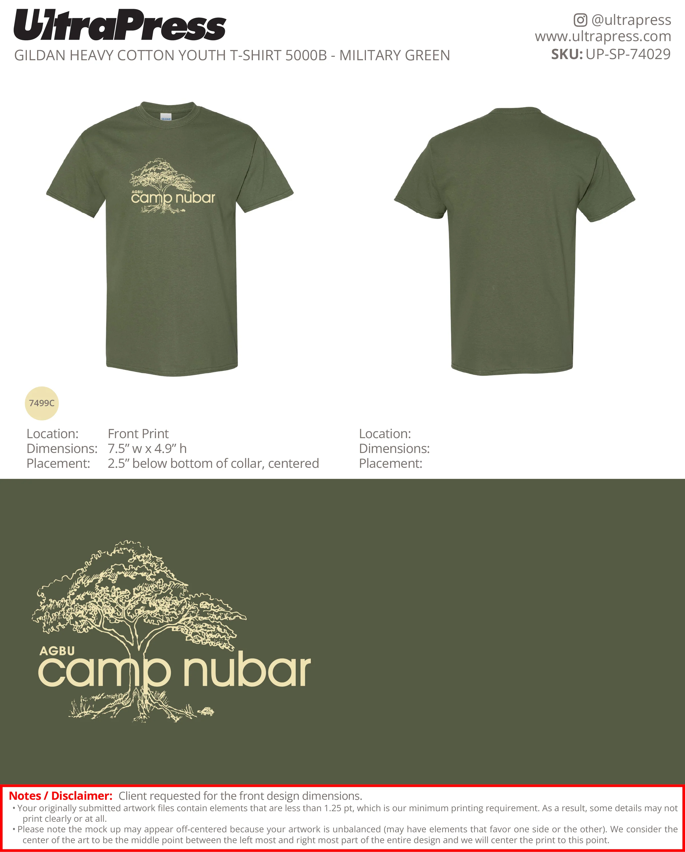 UP-SP-74029 Camp Nubar 2025 CAMPER SHIRTS - Alexis Krolian 100 Min Qty (Bulk) - Image 2