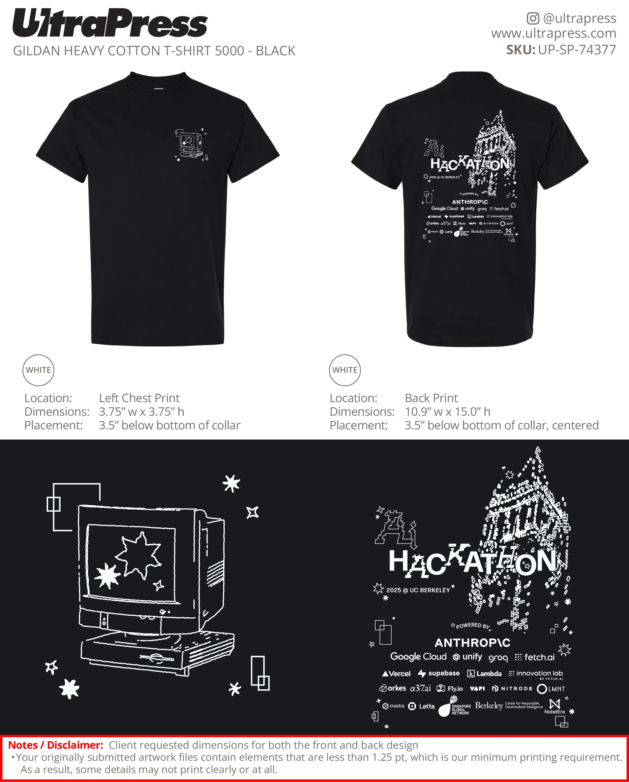 UP-SP-74377 Ai Hackaton 2025 @ UC Berkeley - Flora Wang 1500 Min Qty (Bulk)