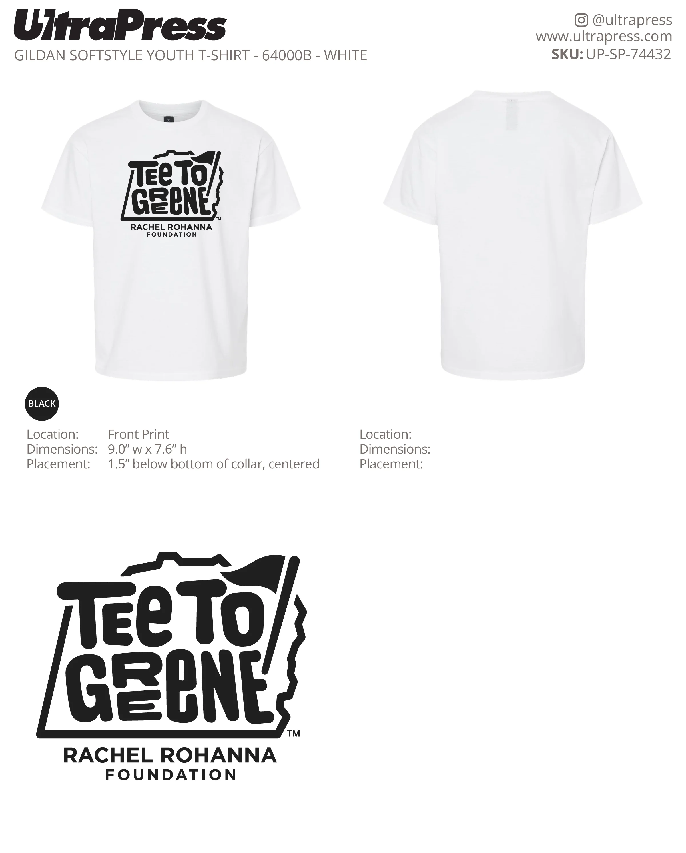 UP-SP-74432 Tee To Greene - Trista Morris White Shirts 100 Min Qty (Bulk) - Image 2