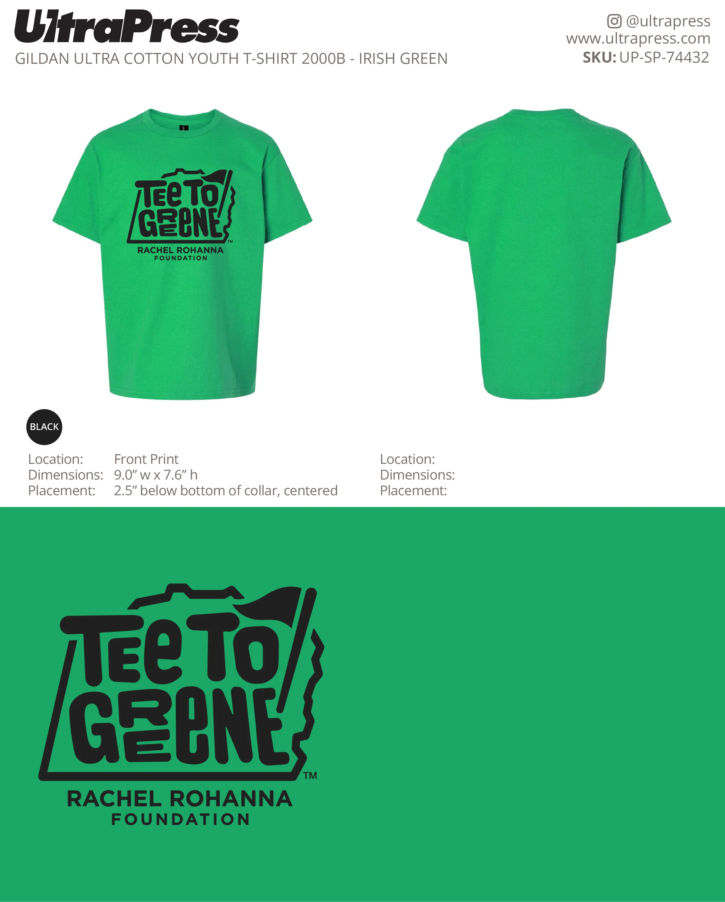 UP-SP-74432 Tee To Greene - Trista Morris Youth Shirts 100 Min Qty (Bulk) - Image 2
