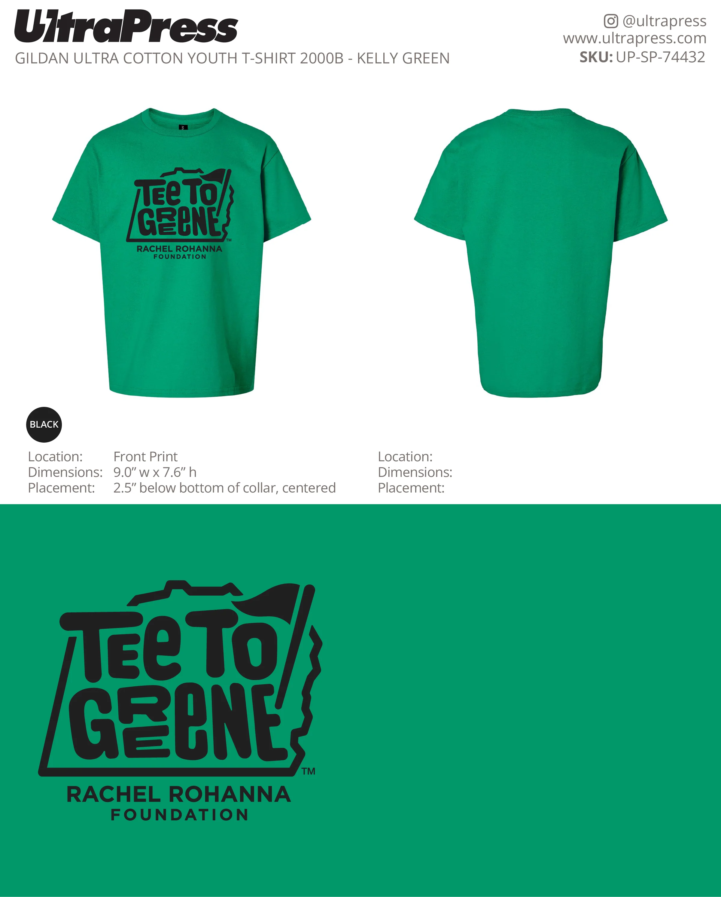 UP-SP-74432 Tee To Greene - Trista Morris Youth Shirts 100 Min Qty (Bulk) - Image 3