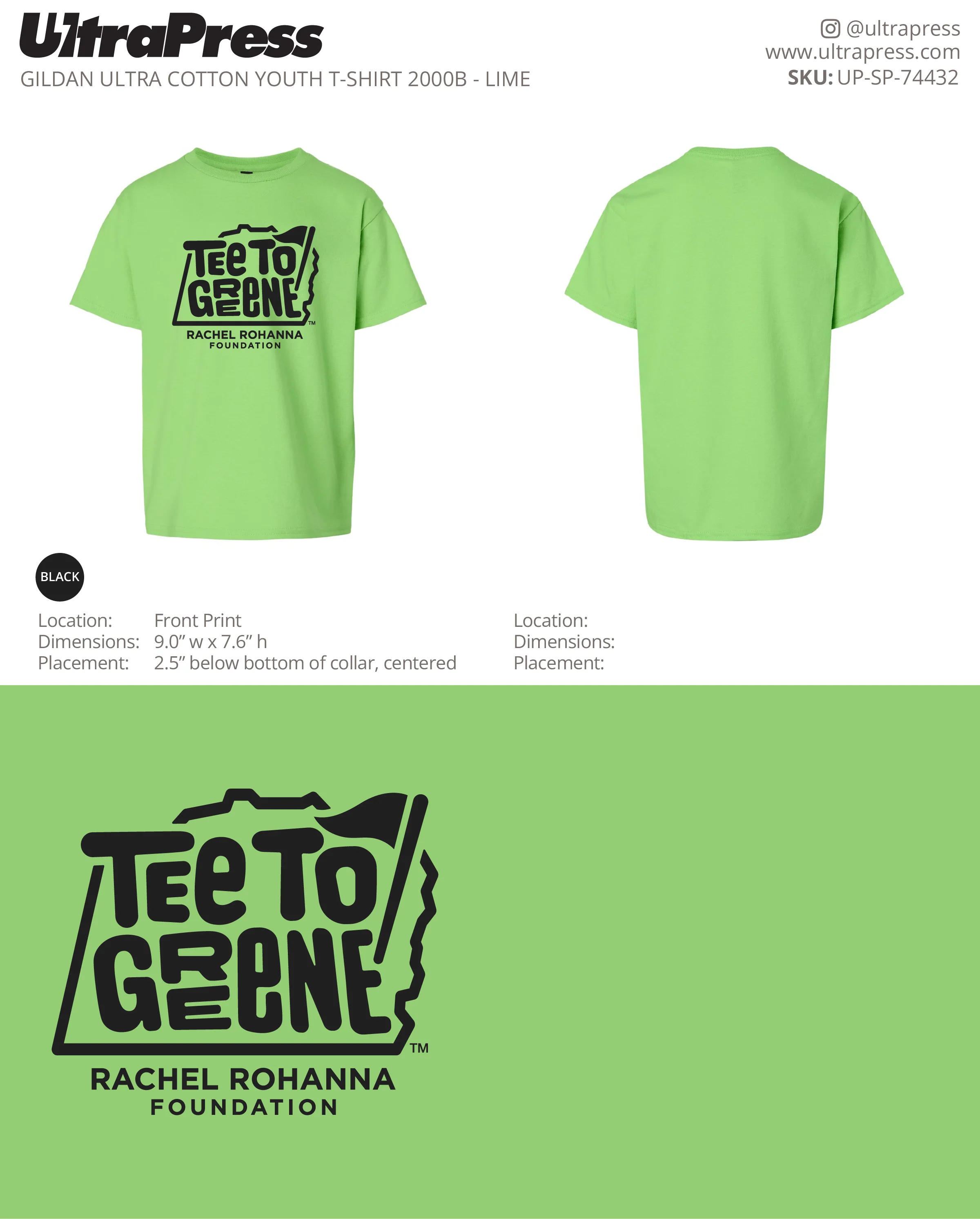 UP-SP-74432 Tee To Greene - Trista Morris Youth Shirts 100 Min Qty (Bulk) - Image 4