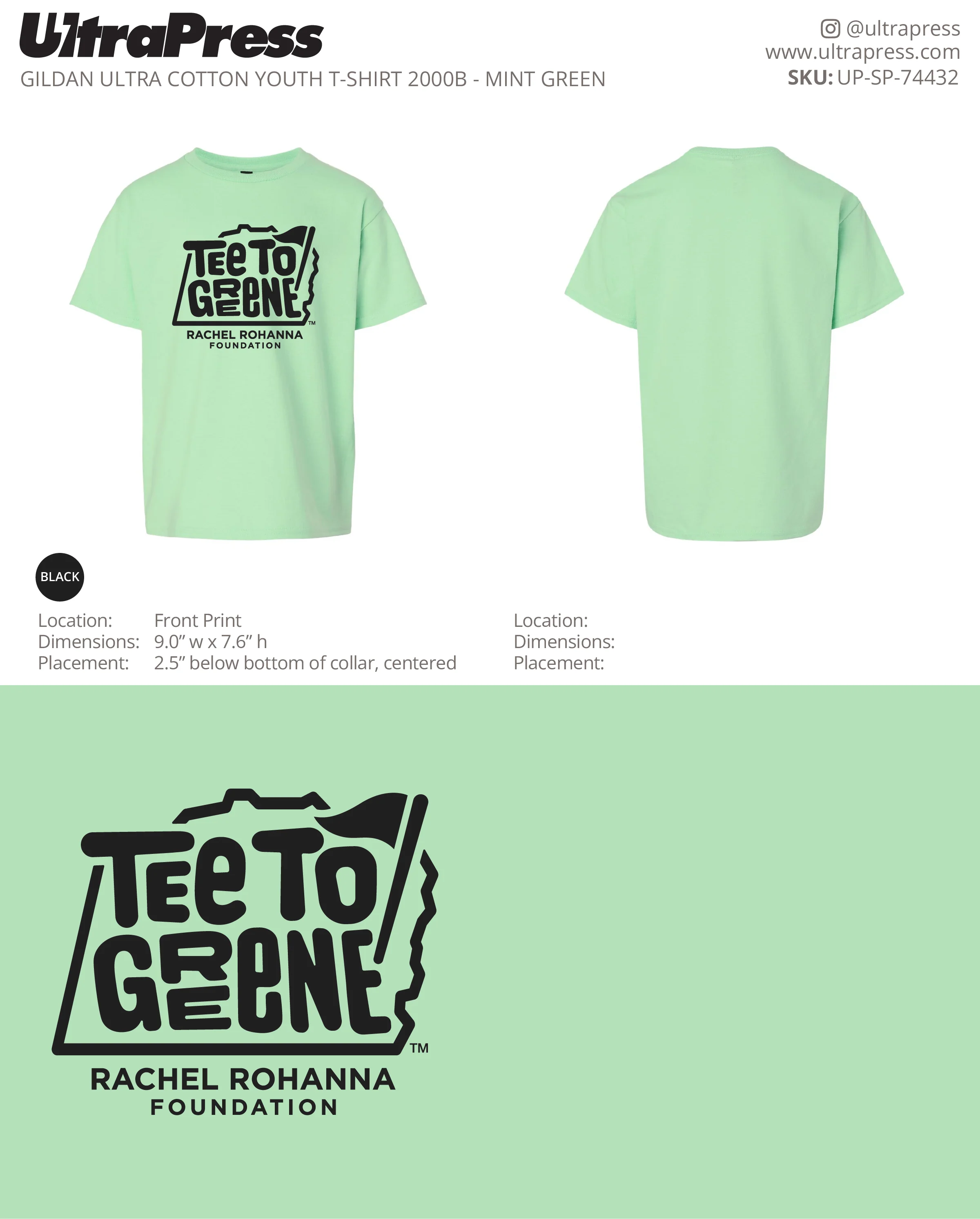UP-SP-74432 Tee To Greene - Trista Morris Youth Shirts 100 Min Qty (Bulk) - Image 5