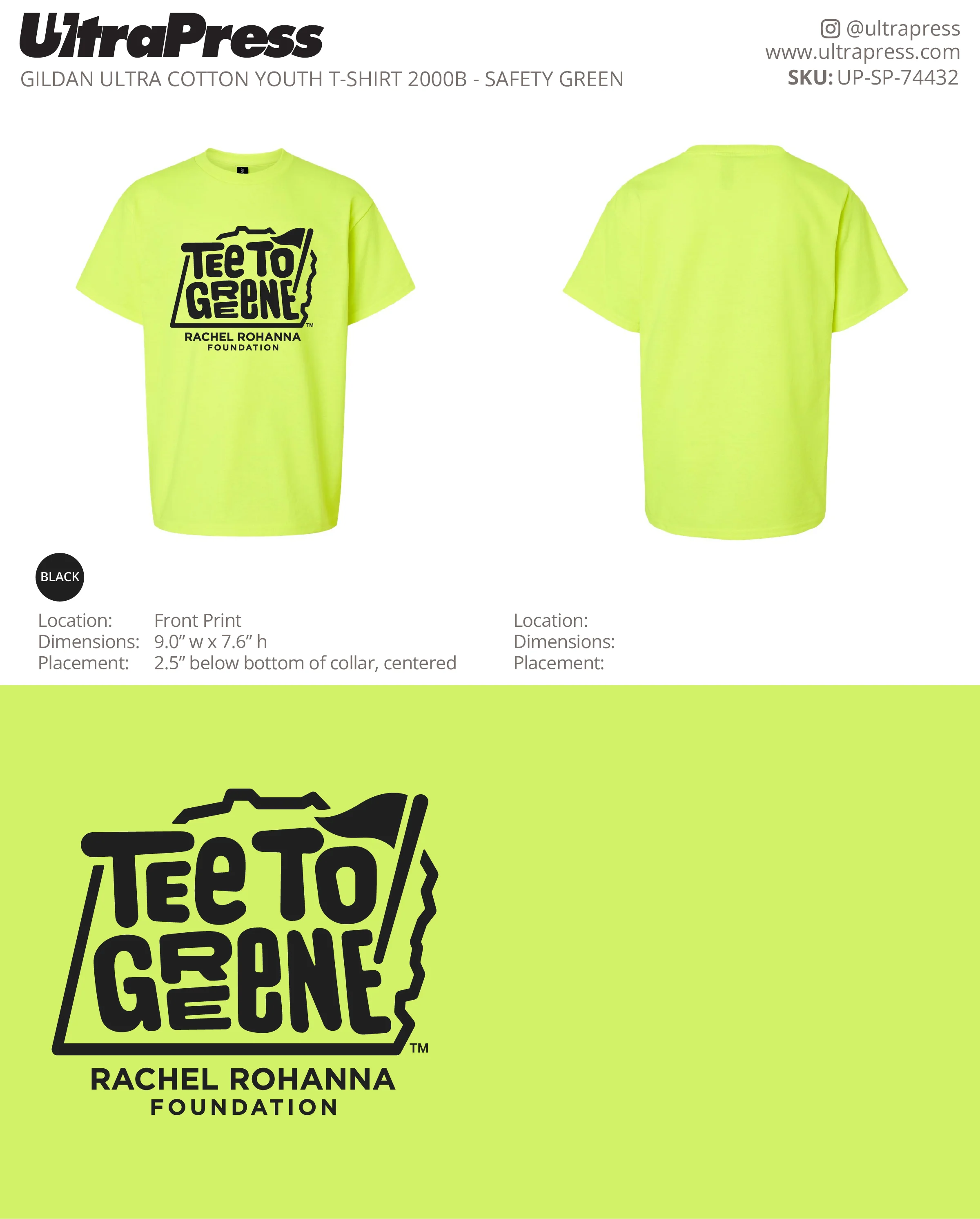 UP-SP-74432 Tee To Greene - Trista Morris Youth Shirts 100 Min Qty (Bulk) - Image 6