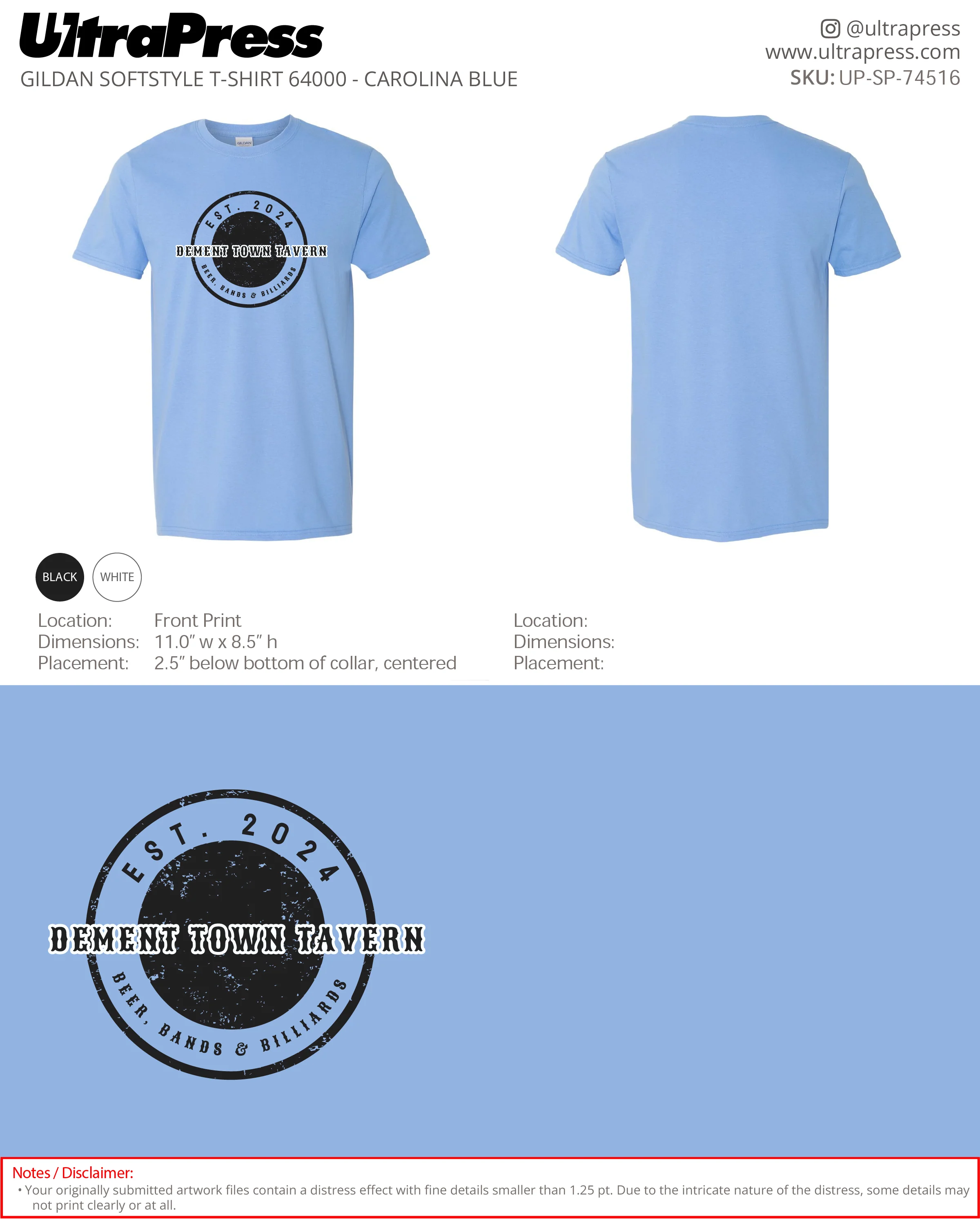 UP-SP-74516 Dement Town Tavern - Justin Hey 100 Min Qty (Bulk) - Image 2