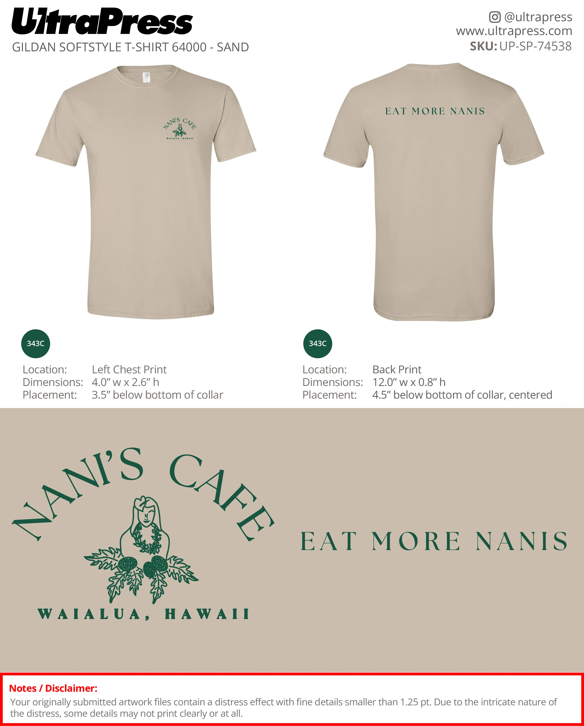 UP-SP-74538 Nani's Cafe (Green Ink - ADULT) - Kanani Oury 100 Pieces Package (Bulk) - Image 2