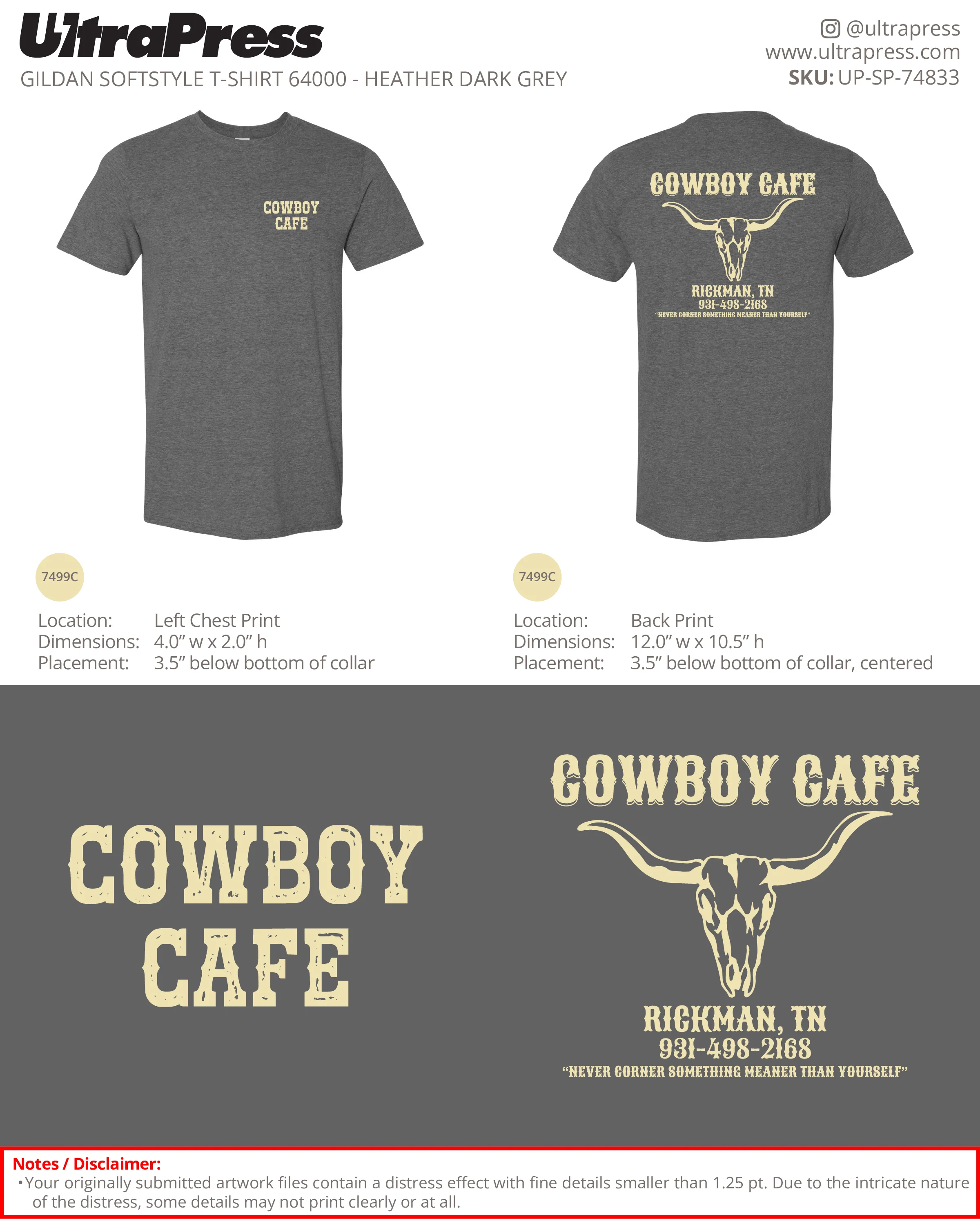 UP-SP-74833 Cowboy Cafe - Jeremy Riddle 100 Min Qty (Bulk) - Image 2
