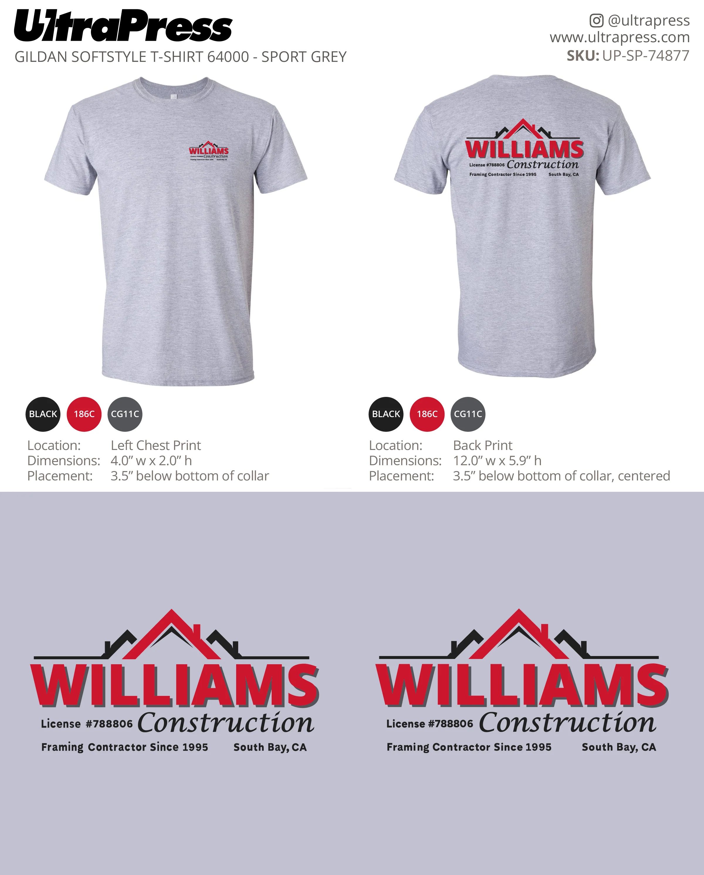 UP-SP-74877 Williams Construction - Brian Williams 100 Min Qty (Bulk)