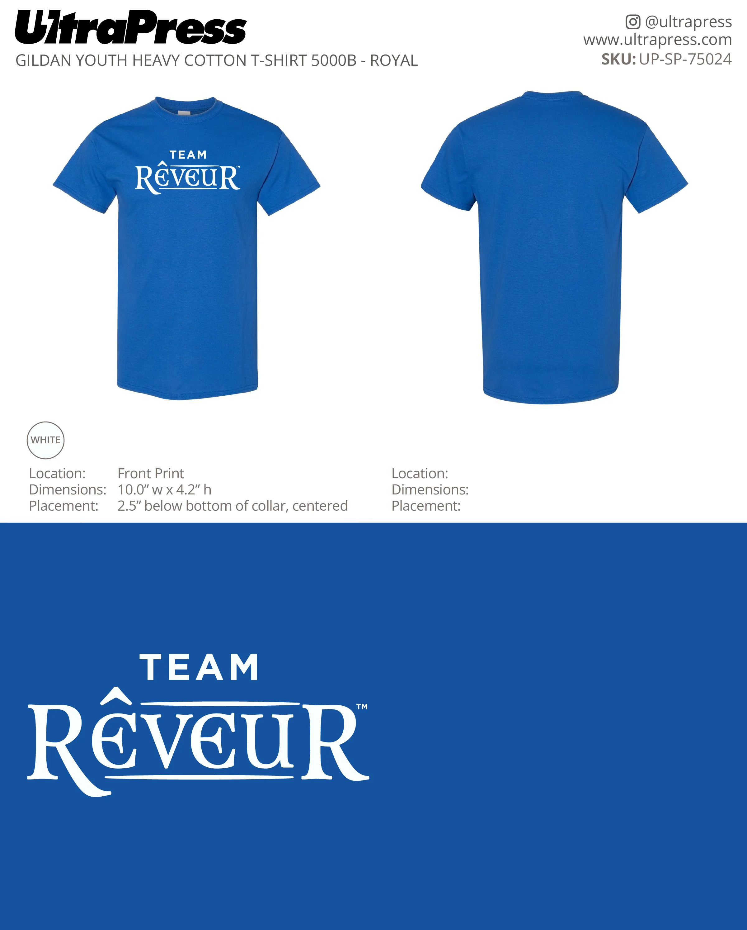 UP-SP-75024 Team Reveur Royal Shirts - Erin Hinek 50 Min Qty (Bulk) - Image 2