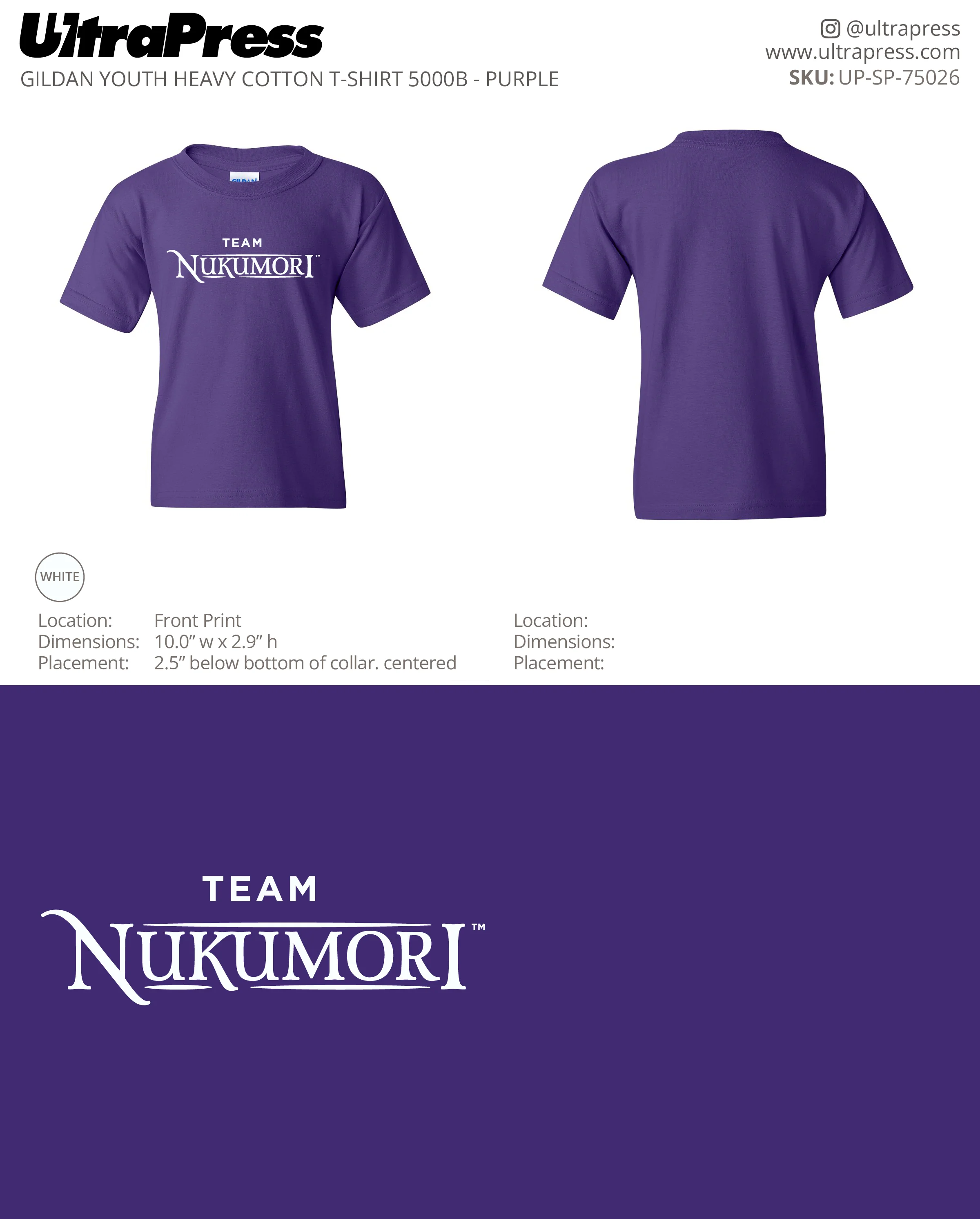 UP-SP-75026 Team Nukomori Purple Shirts - Erin Hinek 50 Min Qty (Bulk) - Image 2