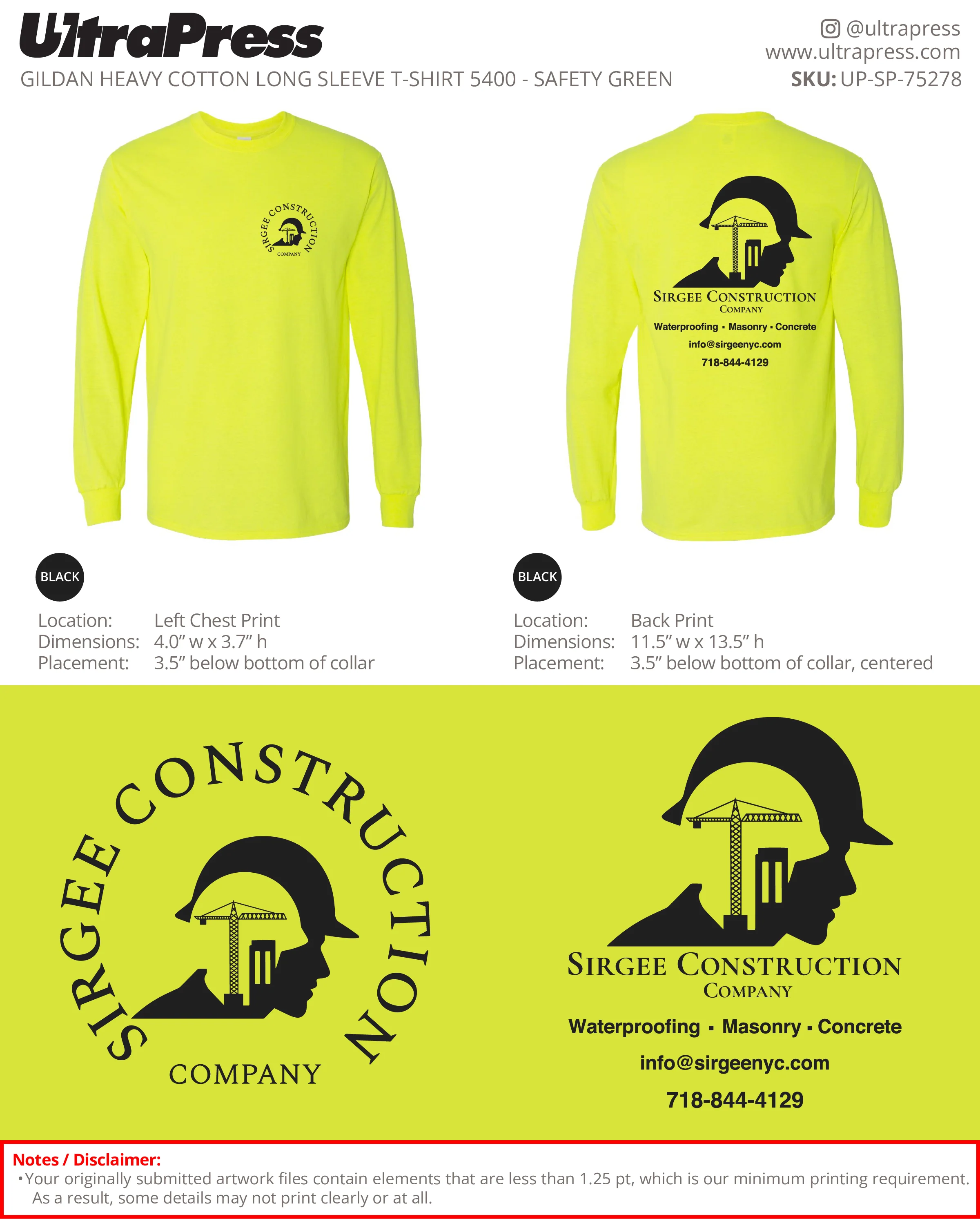 UP-SP-75278 Sirgee Construction Company - Manny Singh 50 Min Qty (Bulk) - Image 2