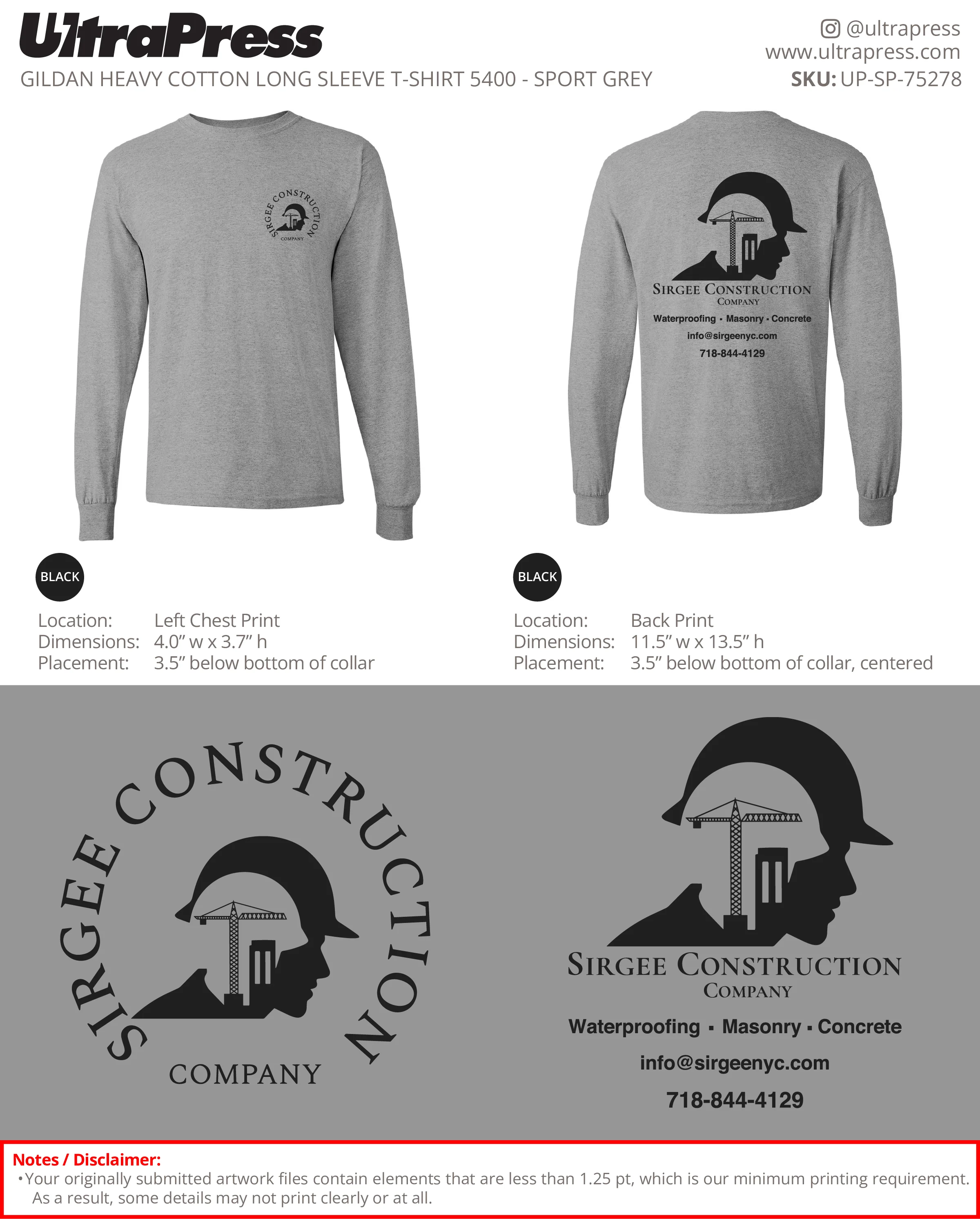 UP-SP-75278 Sirgee Construction Company - Manny Singh 50 Min Qty (Bulk) - Image 3