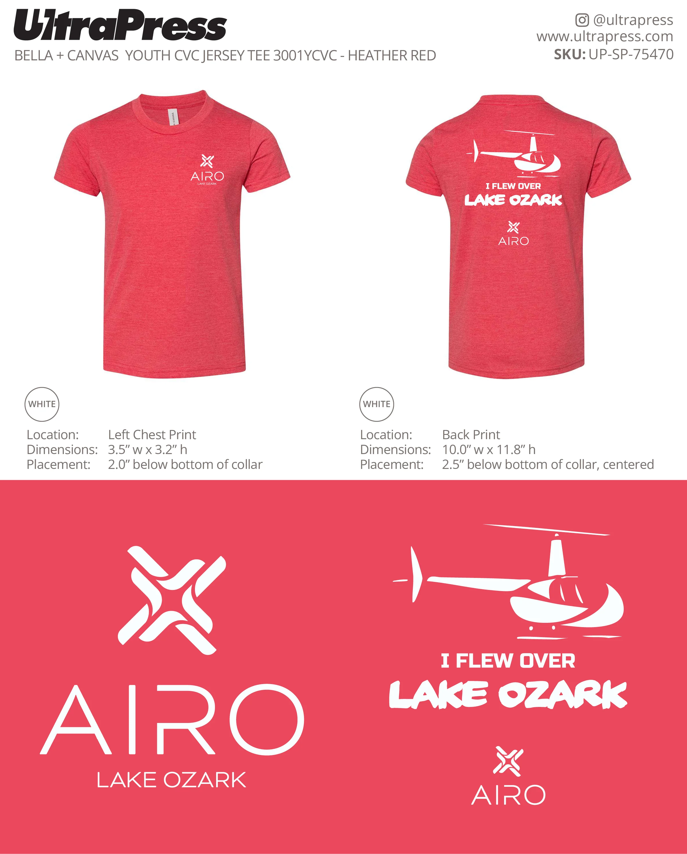 UP-SP-75470 Airo Lake Ozark Heathered Red Shirts - Camron McAhren 100 Min Qty (Bulk) - Image 2