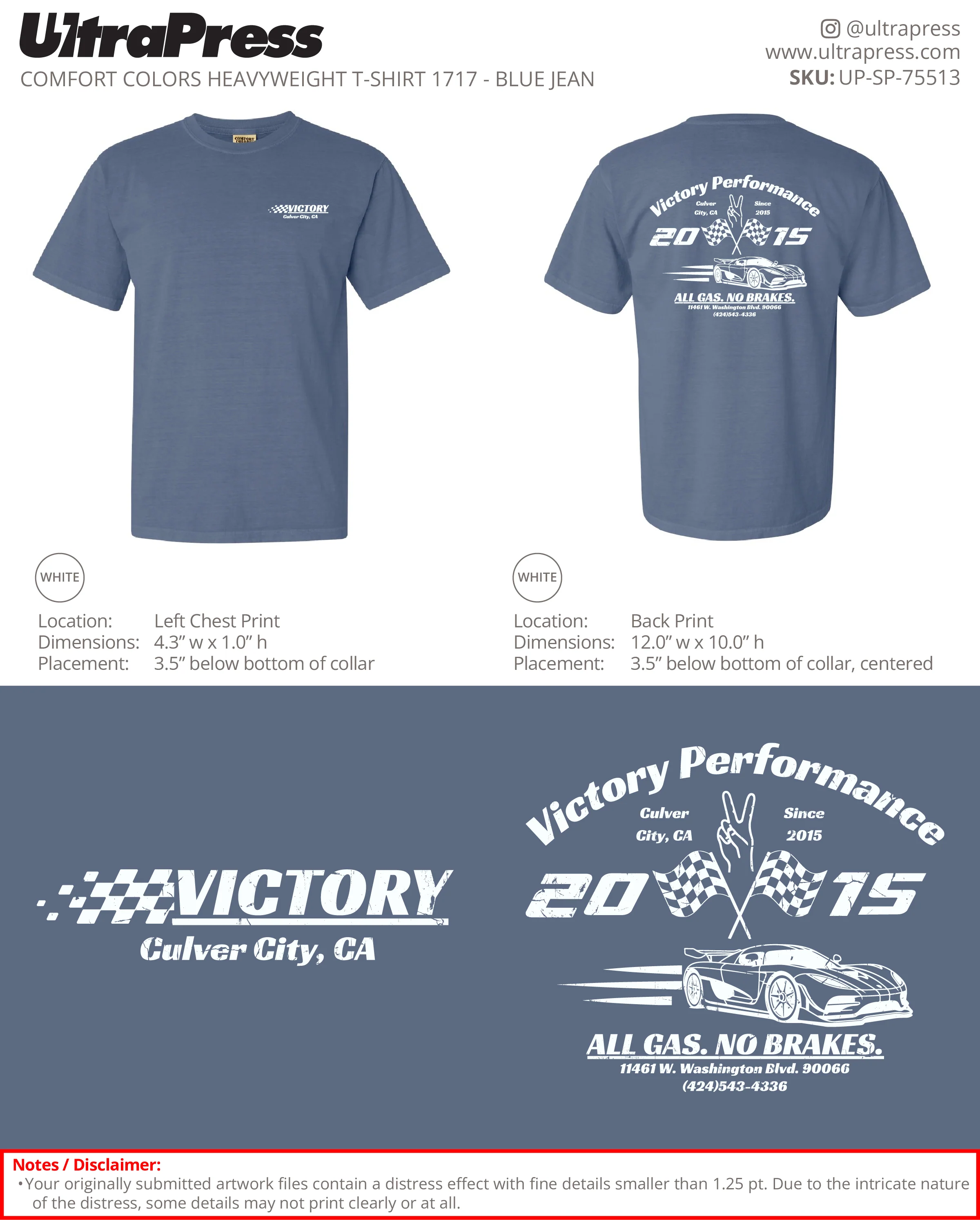 UP-SP-75513 Victory Performance 2015 - Jesse Comfort Colors Package 100 Min Qty (Bulk)