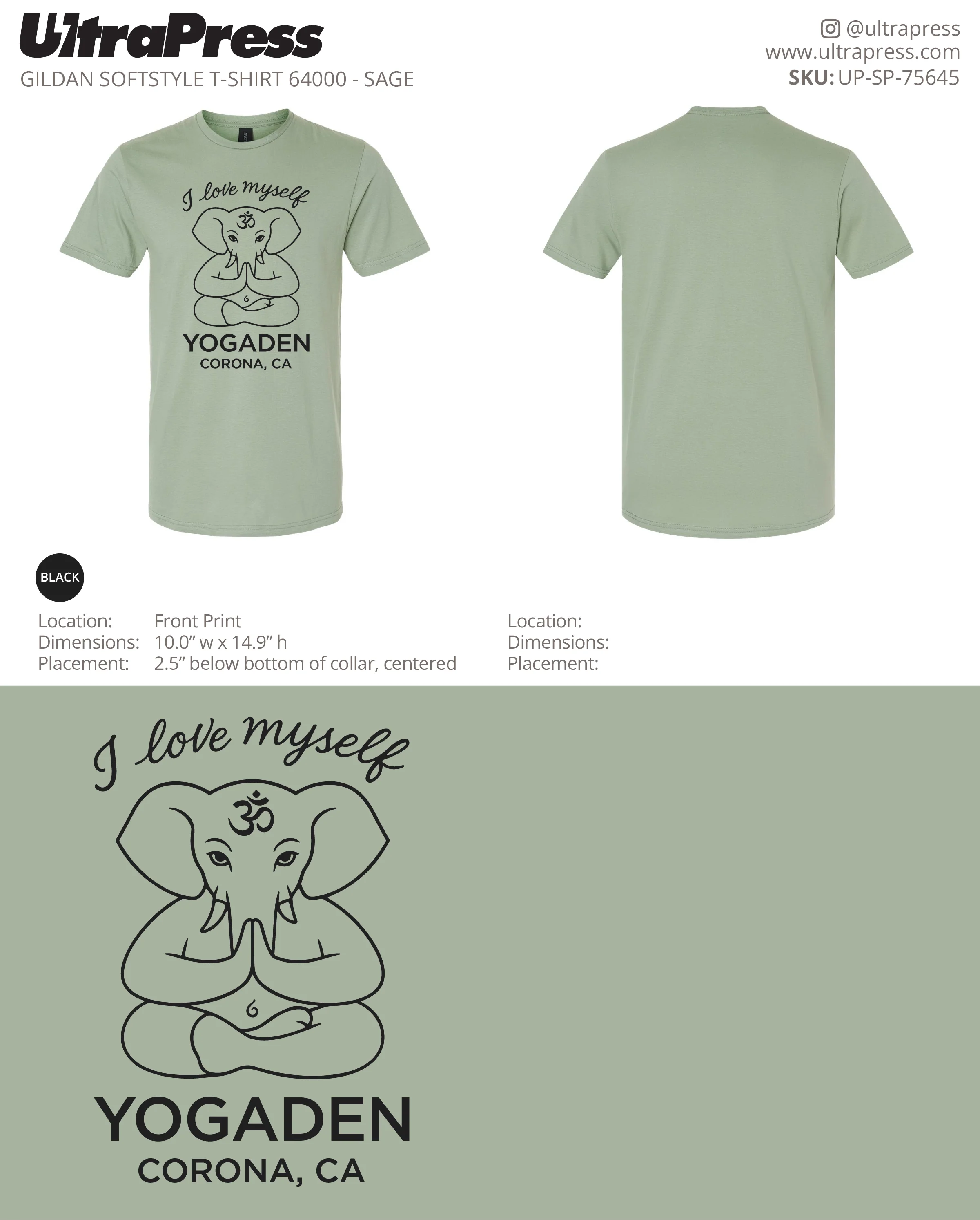 UP-SP-75645 Yogaden Black Logo - Leeza Villagomez 100 Min Qty (Bulk)