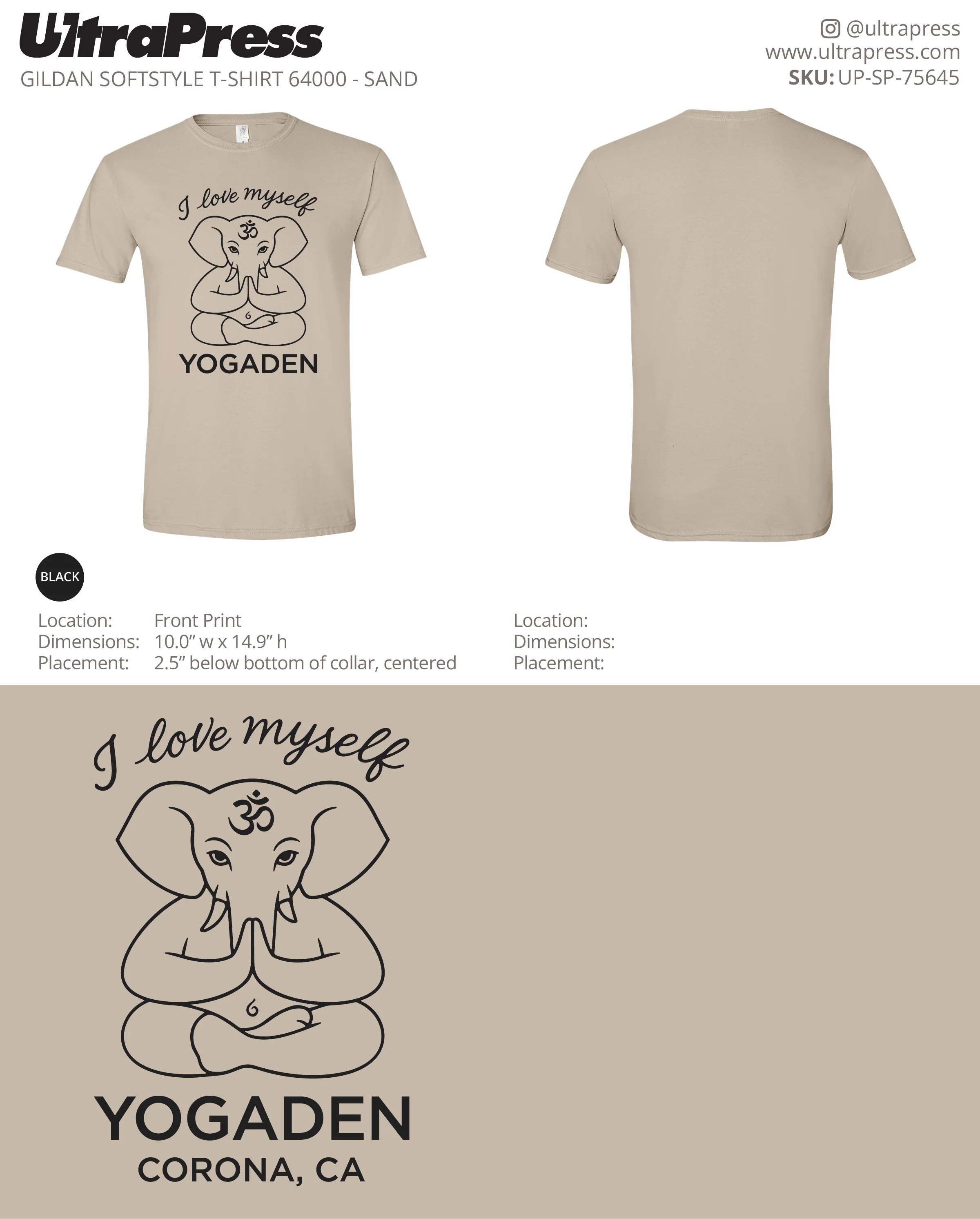 UP-SP-75645 Yogaden Black Logo - Leeza Villagomez 100 Min Qty (Bulk) - Image 2