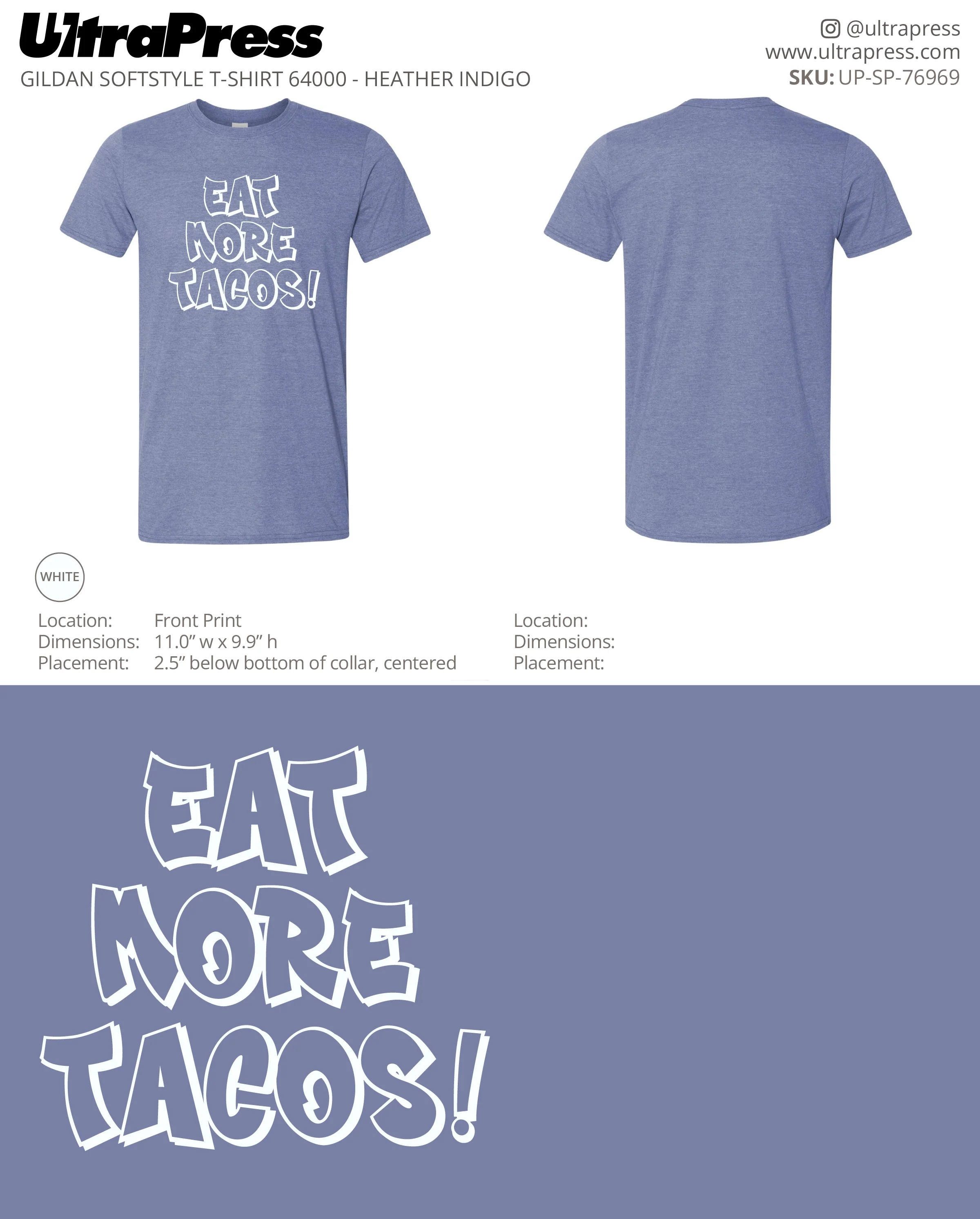 UP-SP-76969 Eat More Tacos - Dale White 100 Pieces Package (Bulk) - Image 2