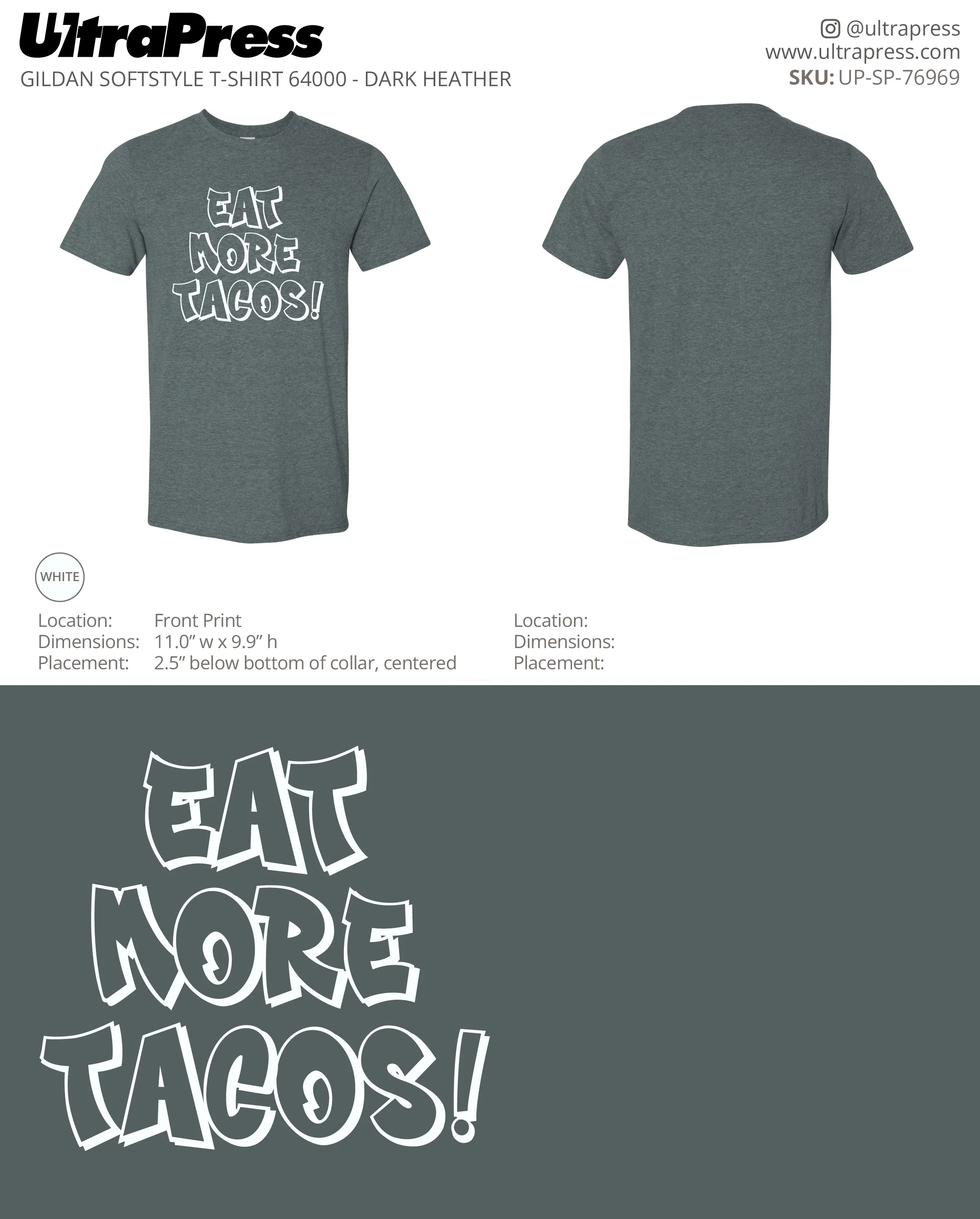 UP-SP-76969 Eat More Tacos - Dale White 100 Pieces Package (Bulk) - Image 3