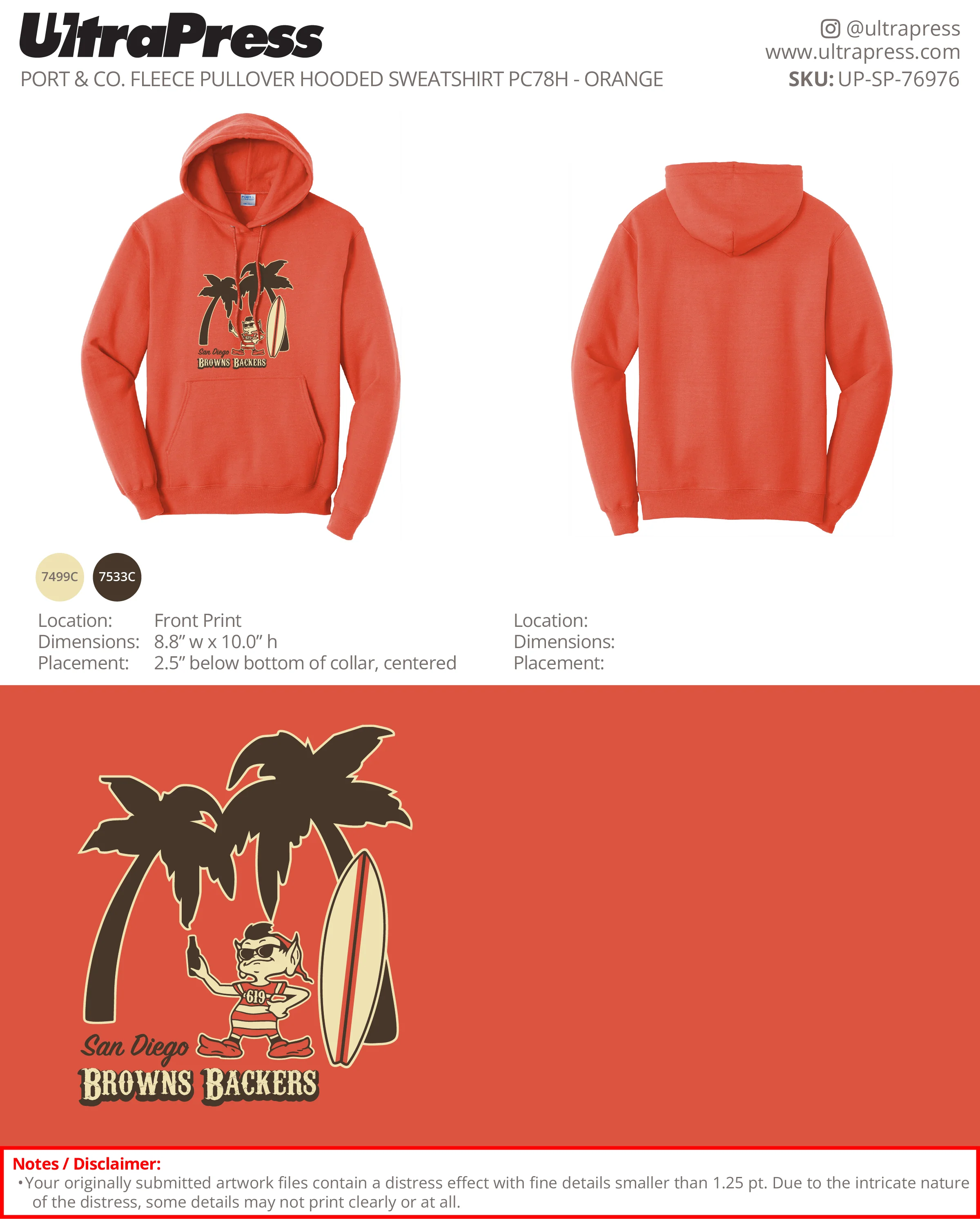 UP-SP-76976 San Diego Brown Backers Women & Hoodies - Michael McSweeney 48 Min Qty (Bulk) - Image 2