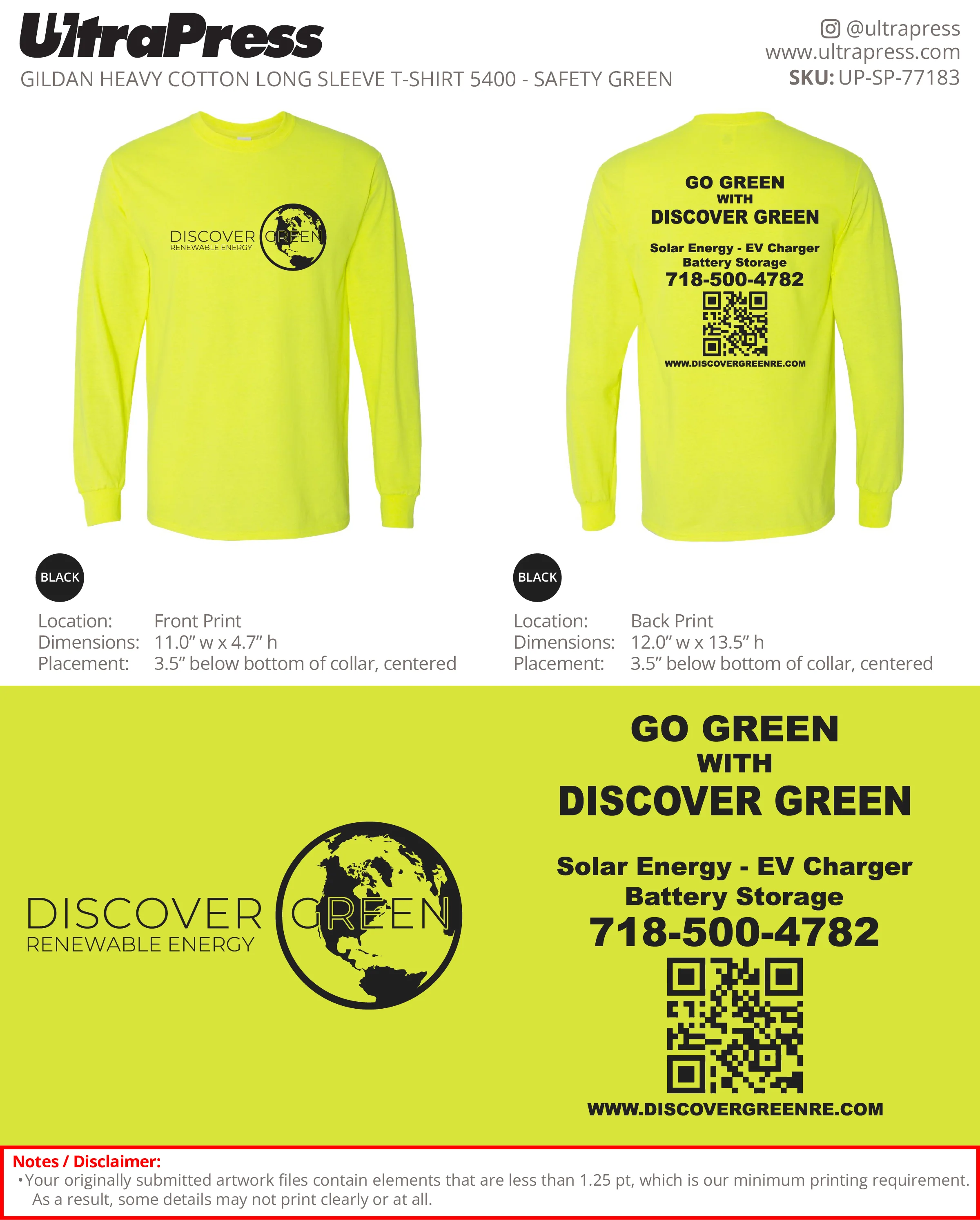 UP-SP-77183 Go Green With Discover Green Long Sleeves - Shane Bridgmanhen 50 Min Qty (Bulk) - Image 2