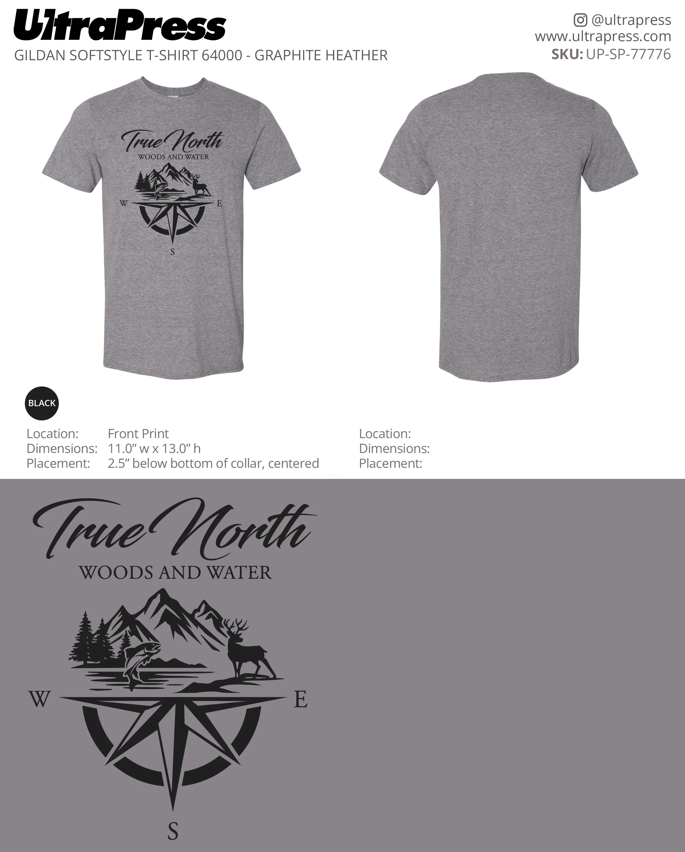 UP-SP-77776 True North (Front Only Black Logo) - Daniel Cowan 100 Min Qty (Bulk) - Image 2