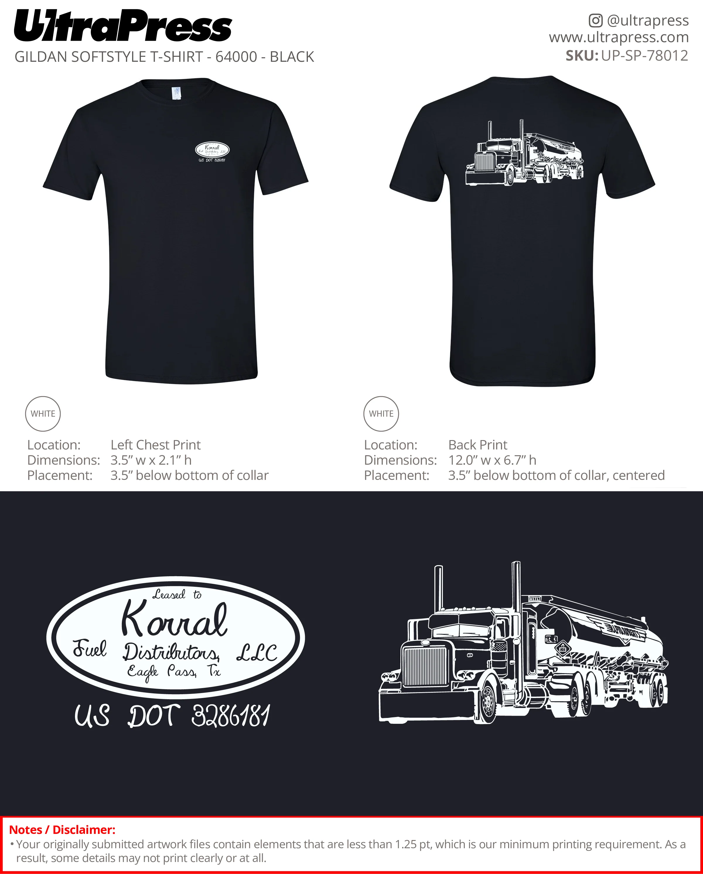 UP-SP-78012 Korral Fuel Distributors LLC - Carlos Mata 100 Min Qty (Bulk)