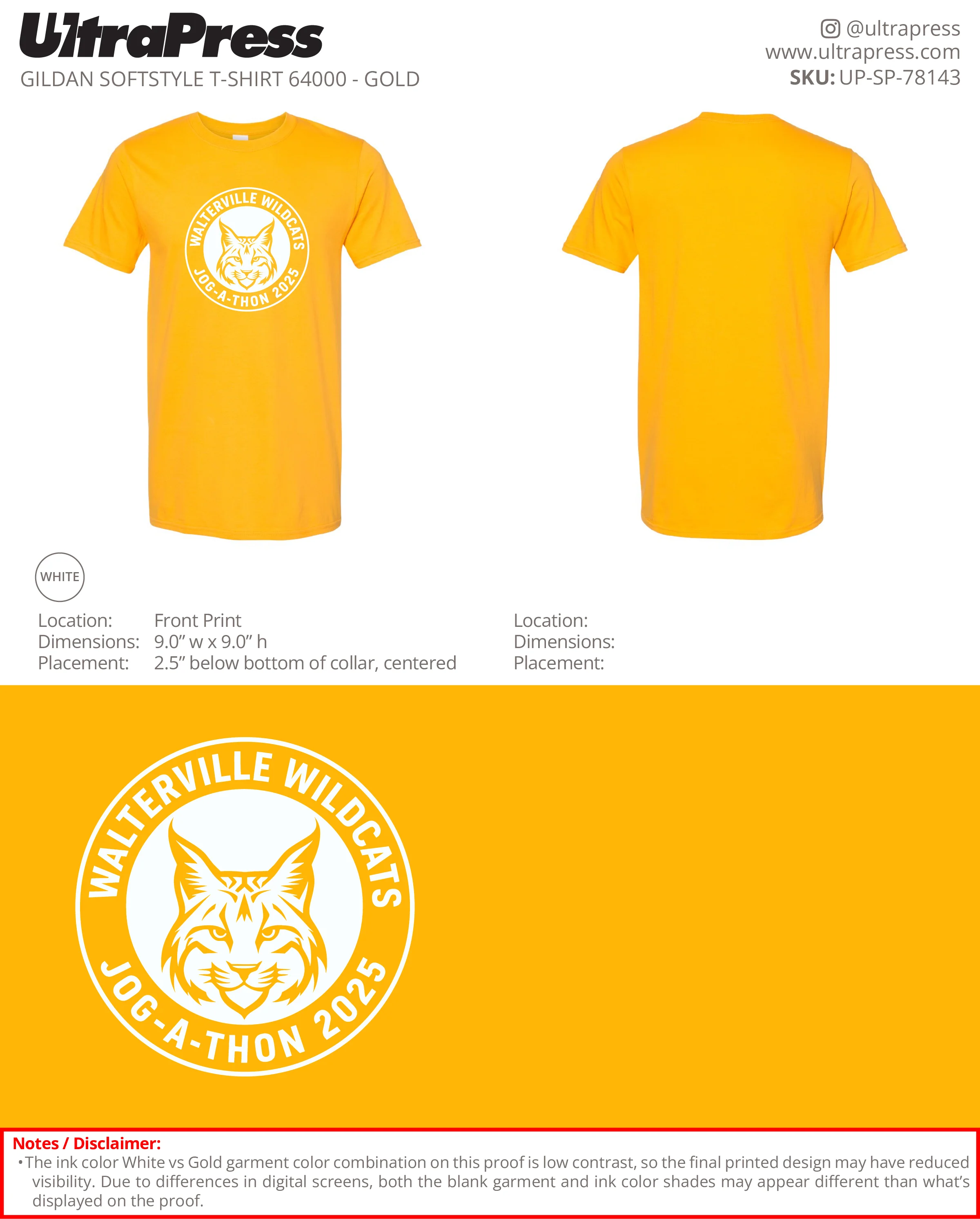UP-SP-78143 Walterville Wildcats - Leslie Burwell 100 Min Qty (Bulk) - Image 5