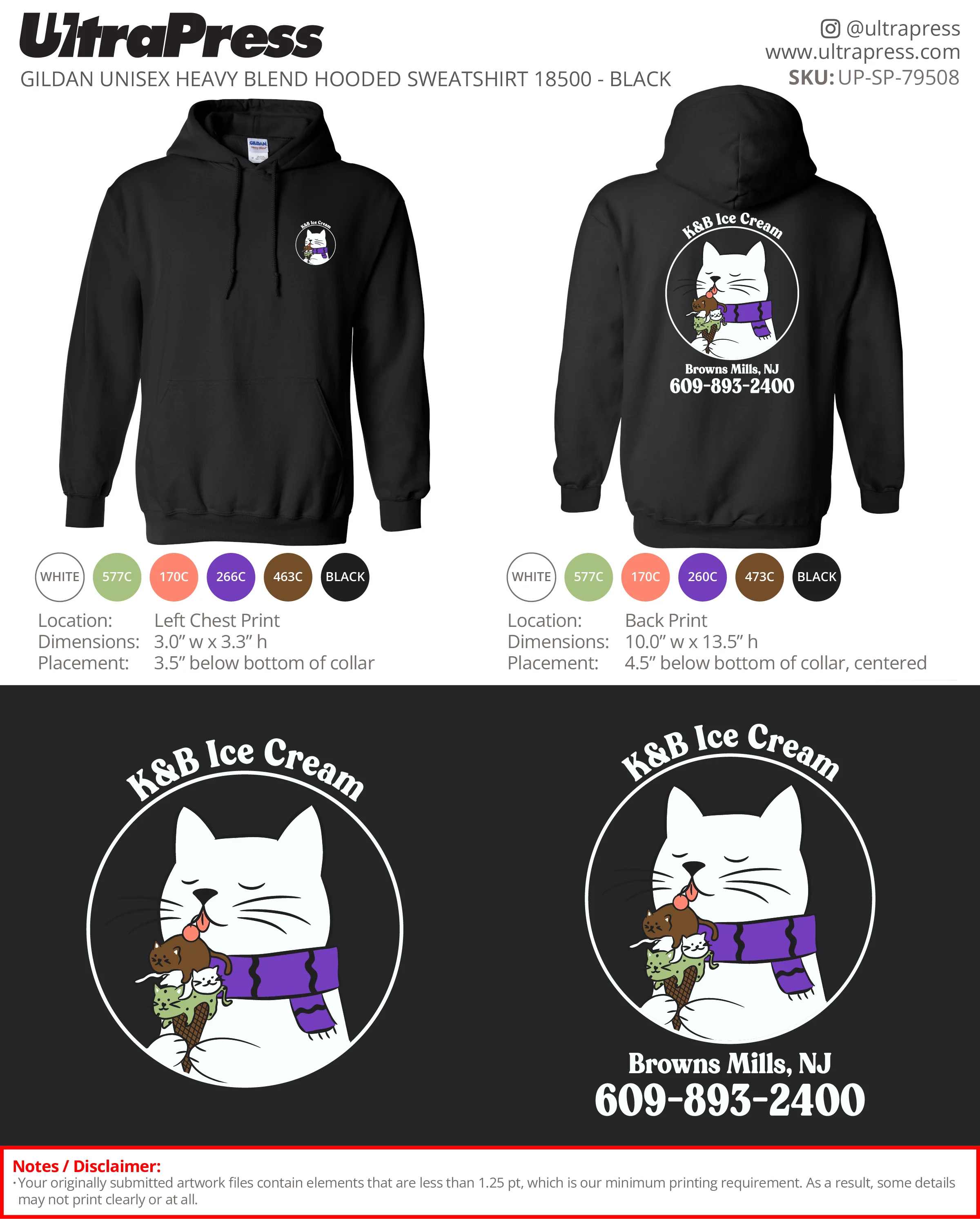 UP-SP-79508 K&B Ice Cream Hoodies - Glenn Hansen 72 Min Qty (Bulk)