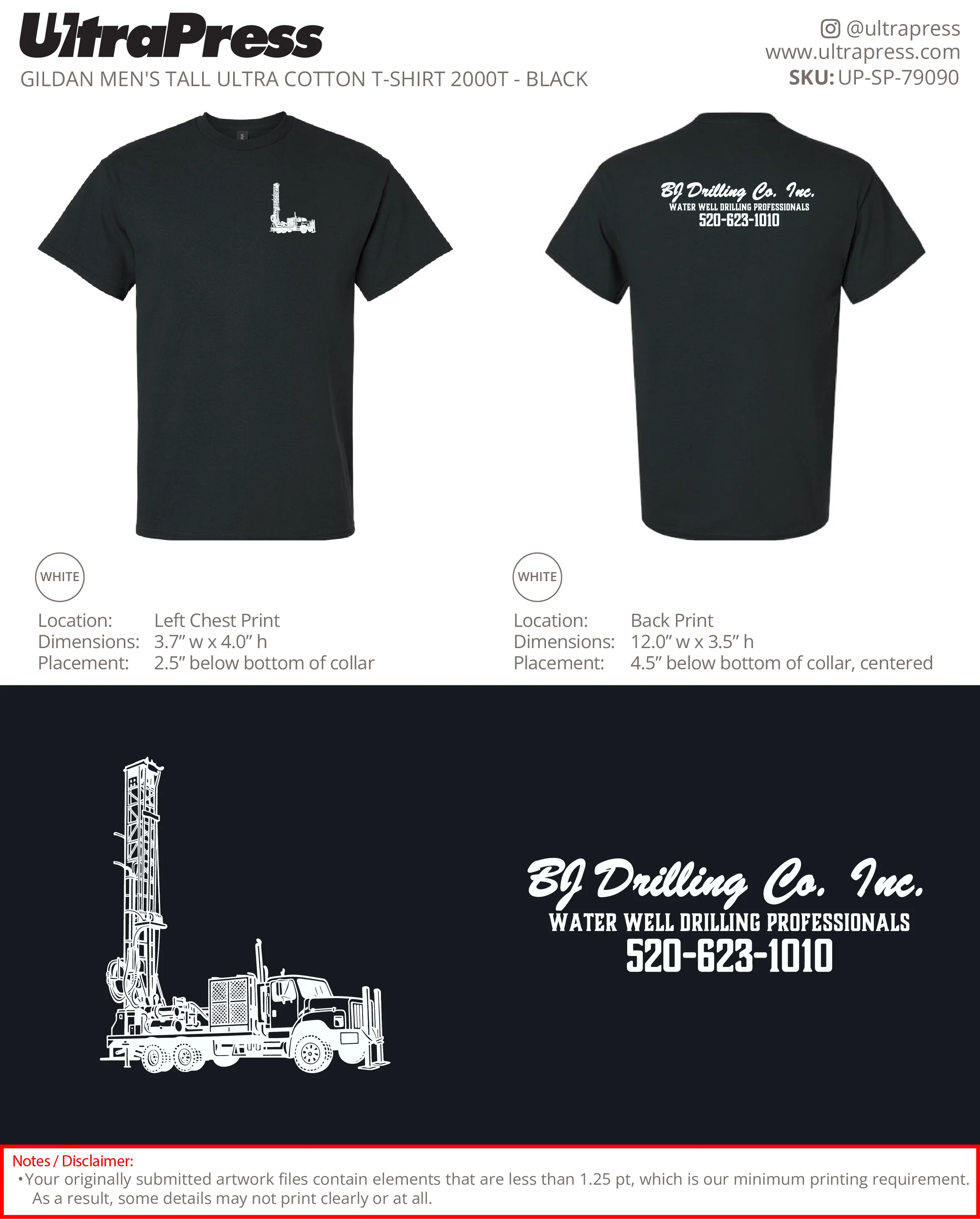 UP-SP-79585 BJ Drilling White Logo - Carina Ritenour 50 Min Qty (Bulk)