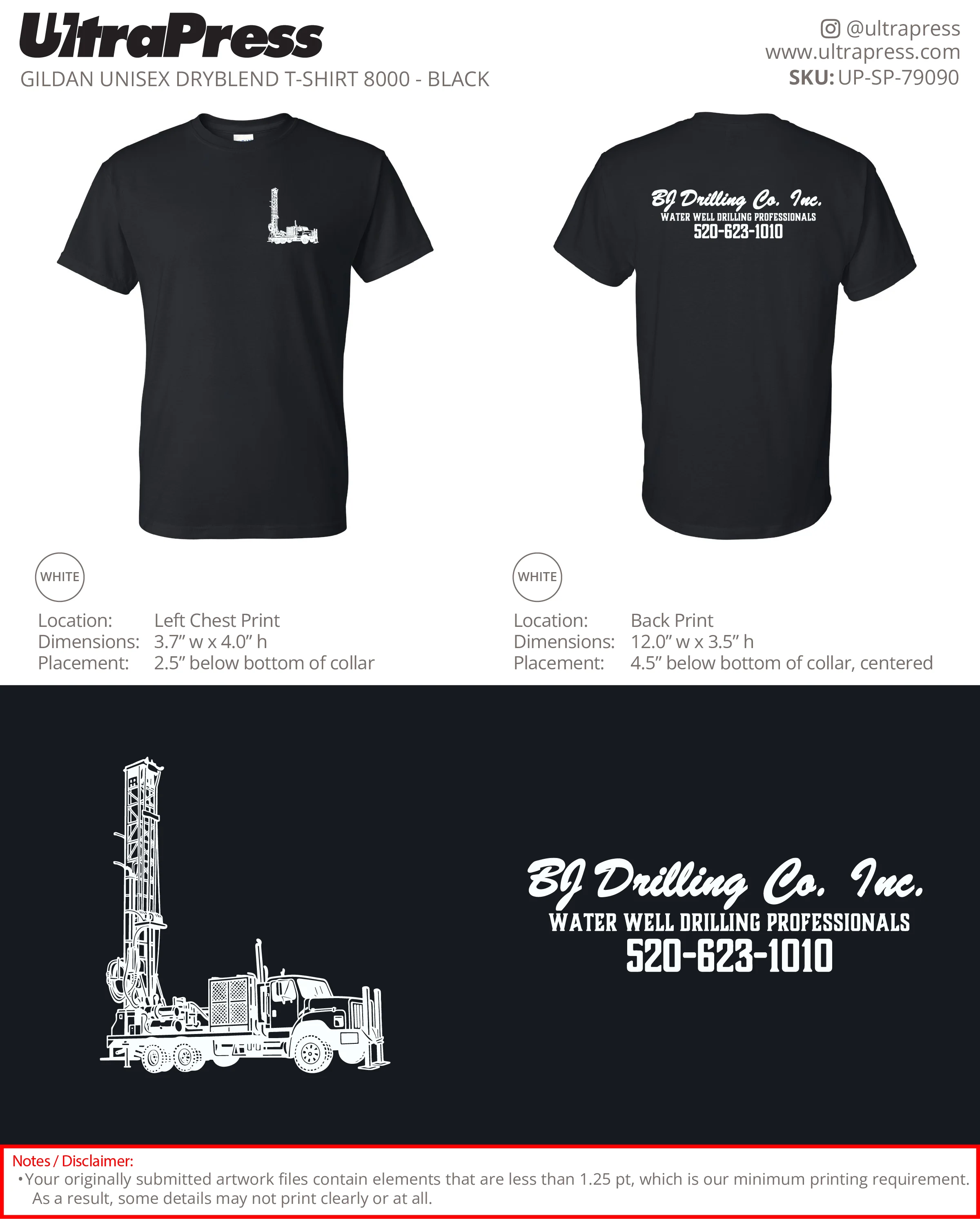UP-SP-79585 BJ Drilling White Logo - Carina Ritenour 50 Min Qty (Bulk) - Image 2
