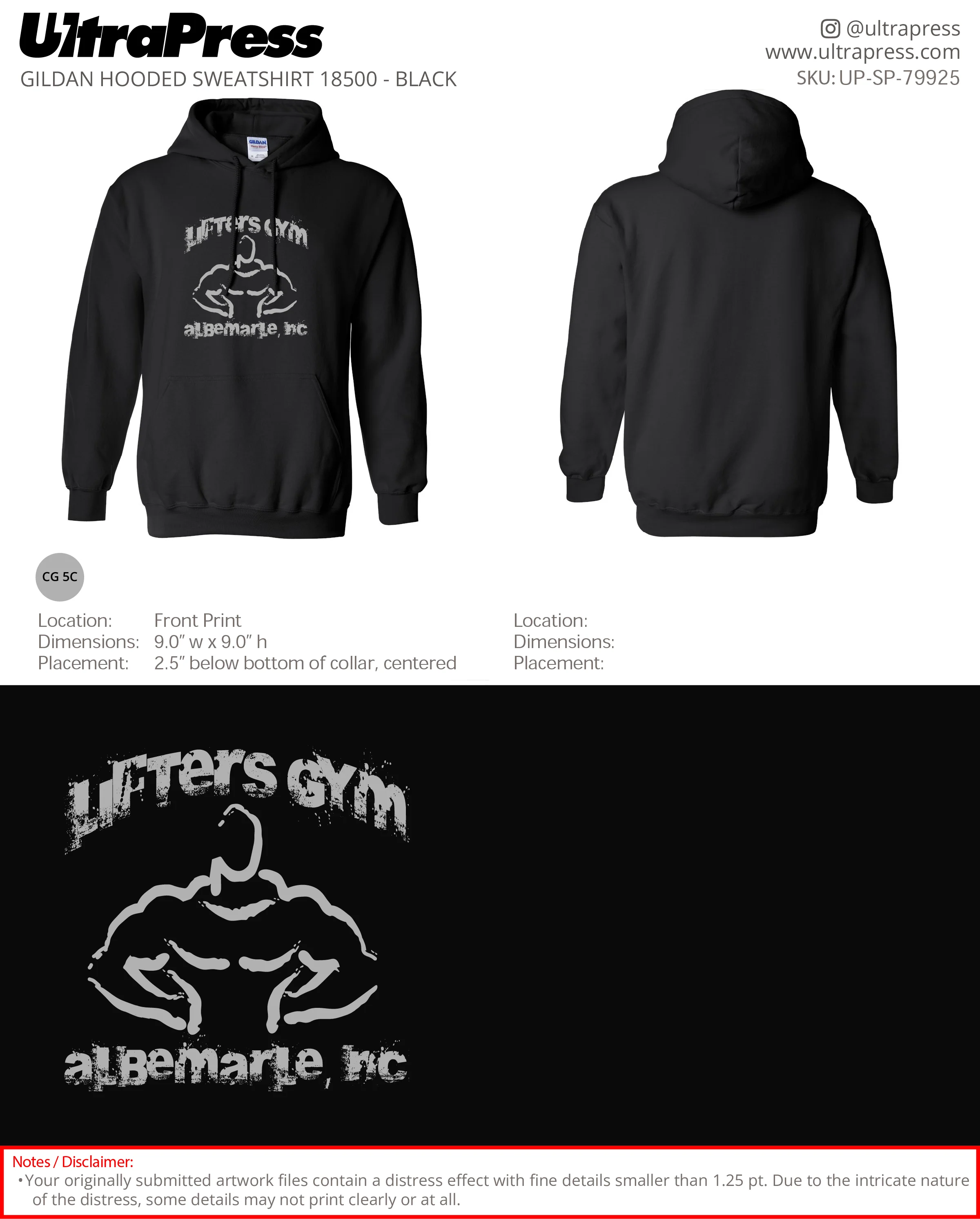 UP-SP-79925 Lifters Gym Hoodies - Chad Taylor - 50 Min Qty (Bulk) - Image 2