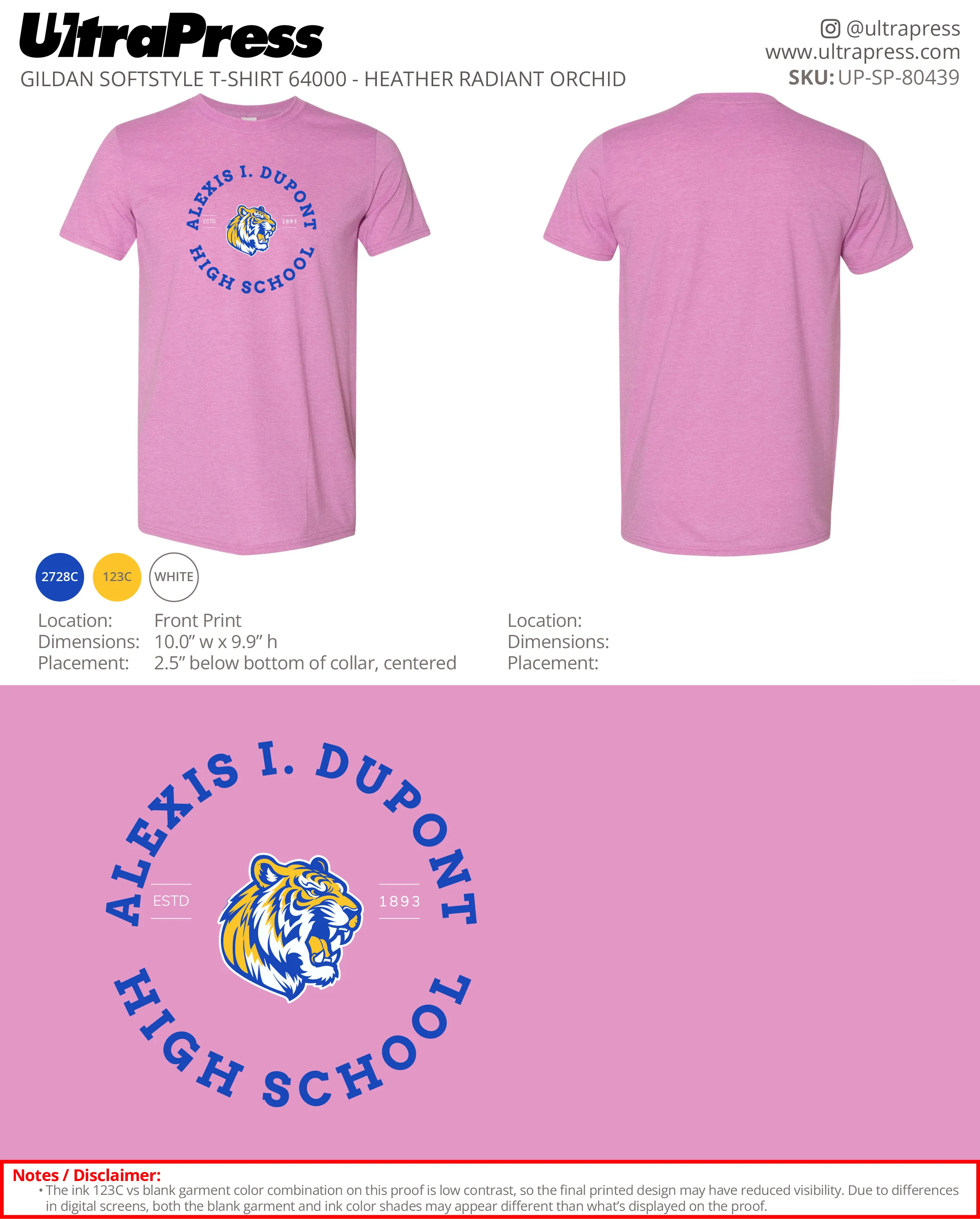 UP-SP-80439 Alexis I. Dupont High School - Melissa Andrade Johnson 100 Min Qty (Bulk) - Image 2
