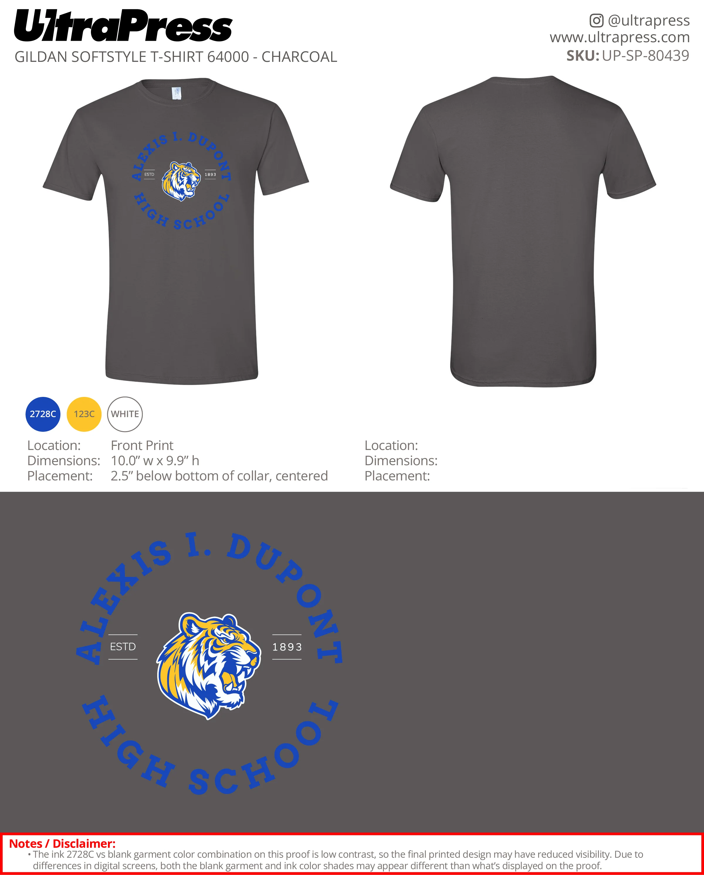 UP-SP-80439 Alexis I. Dupont High School - Melissa Andrade Johnson 100 Min Qty (Bulk) - Image 3