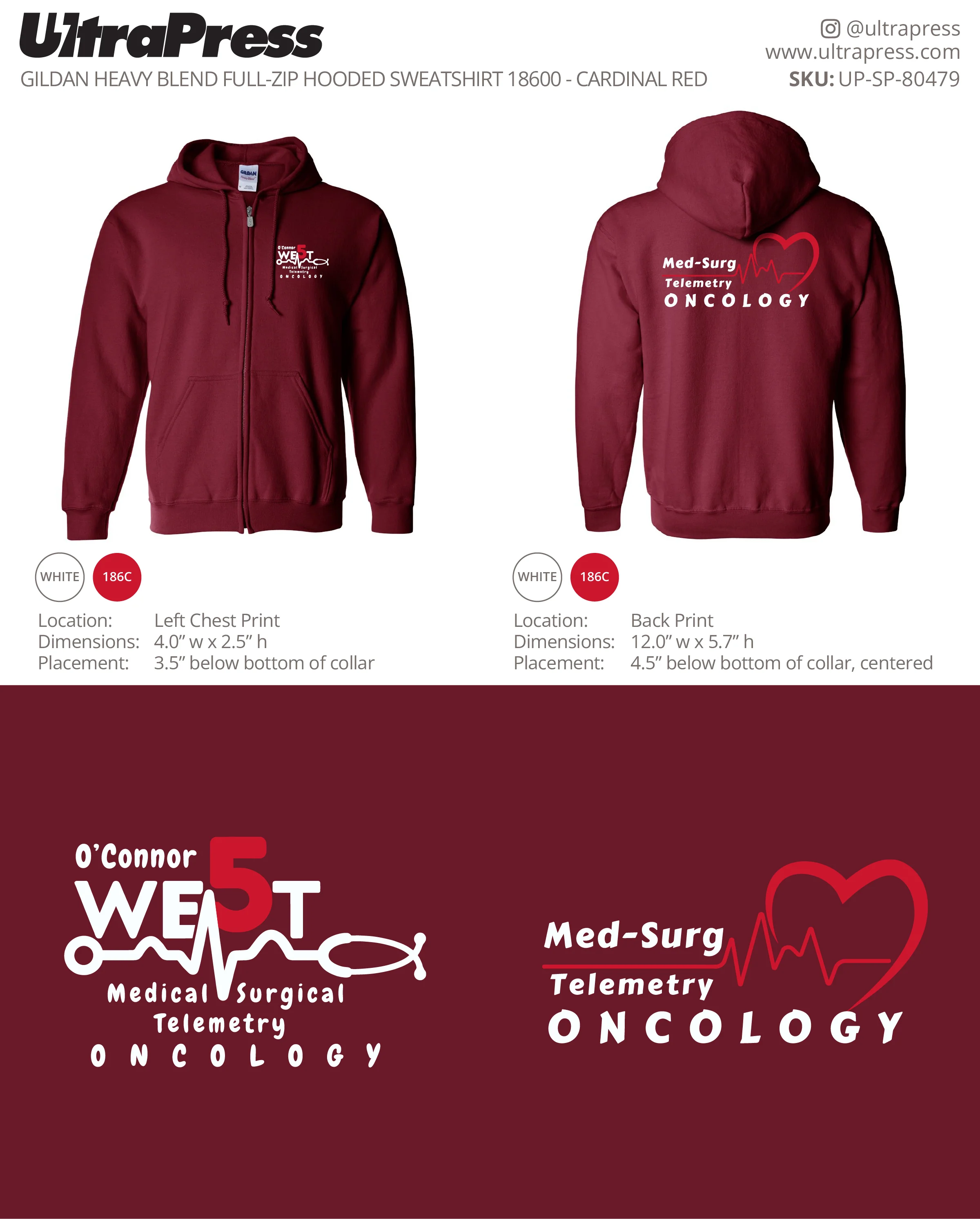 UP-SP-80479 5 West Medical Zip Hoodies - Caroline San Luis - 12 Min Qty (Bulk) - Image 3