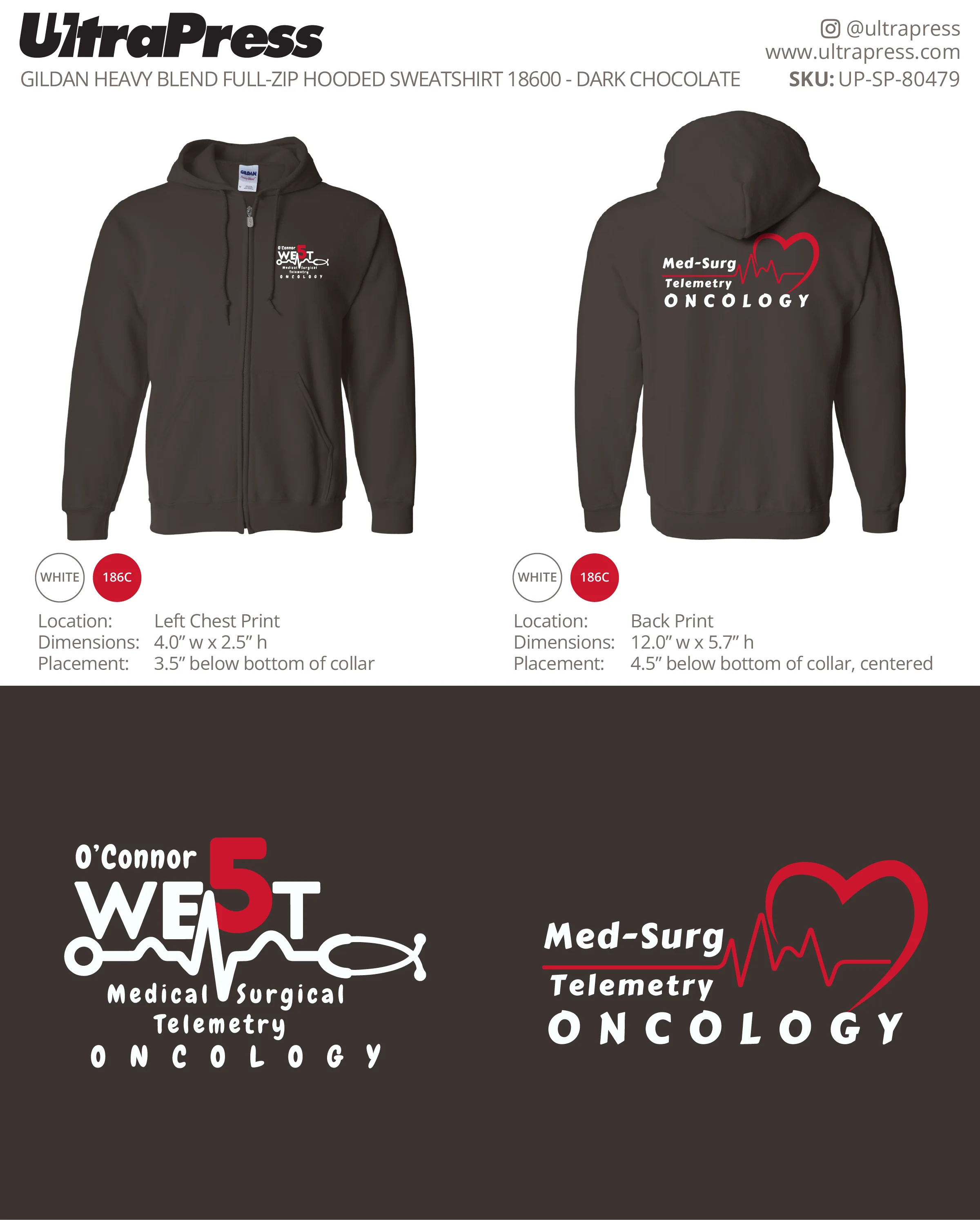 UP-SP-80479 5 West Medical Zip Hoodies - Caroline San Luis - 12 Min Qty (Bulk) - Image 4