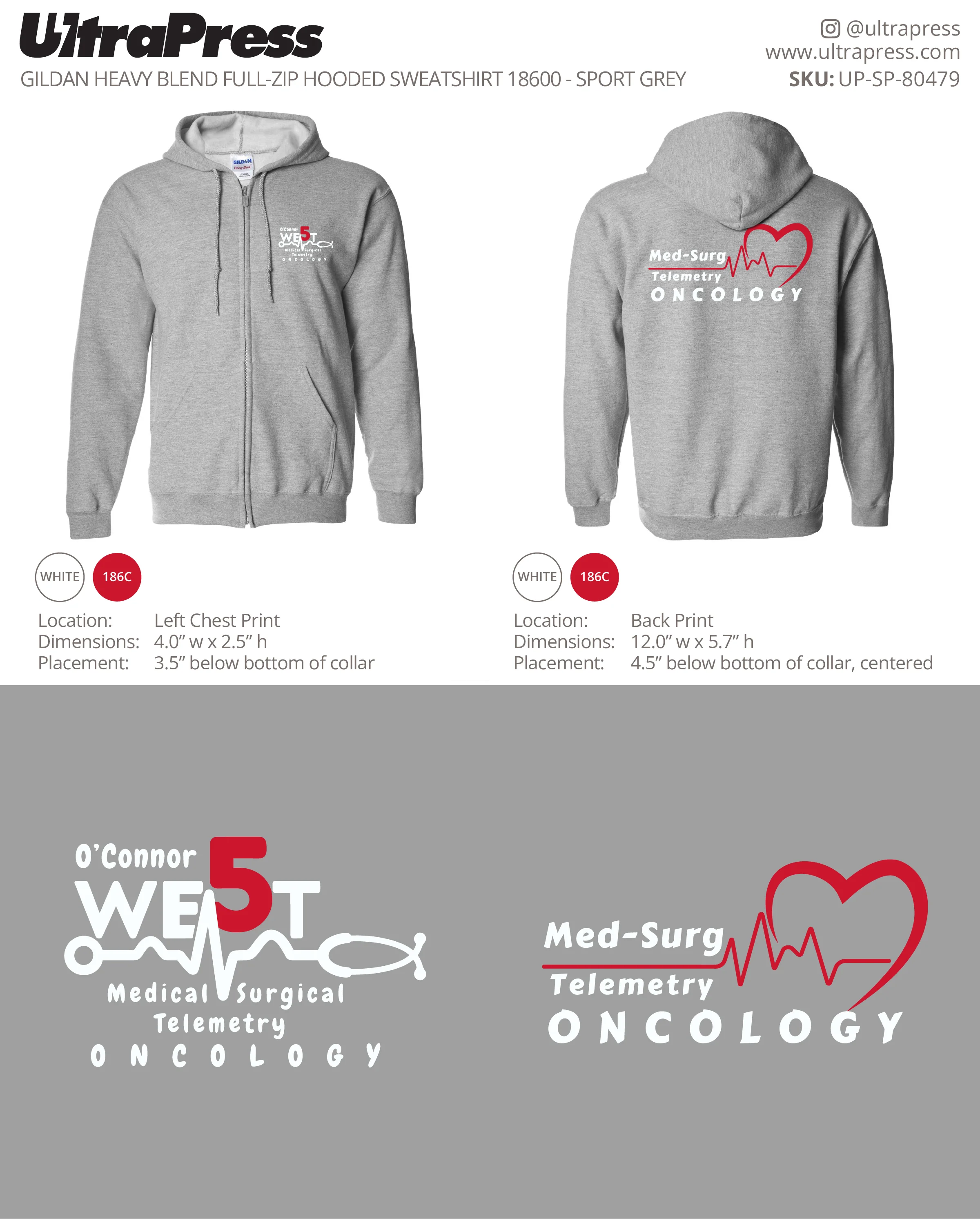UP-SP-80479 5 West Medical Zip Hoodies - Caroline San Luis - 12 Min Qty (Bulk) - Image 6