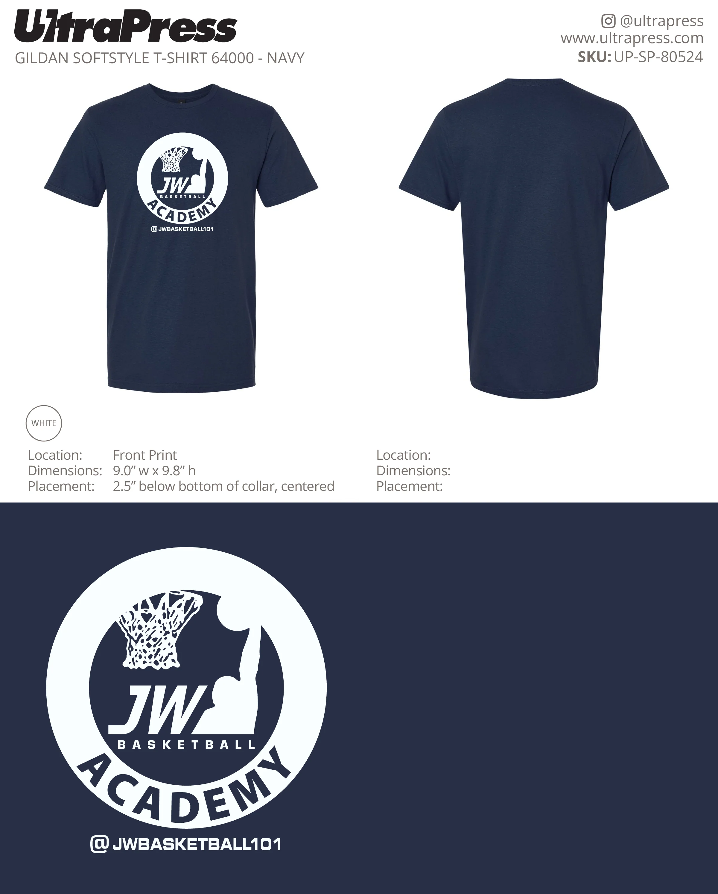 UP-SP-80524 JW Basketball Academy - William Wright 100 Min Qty (Bulk)