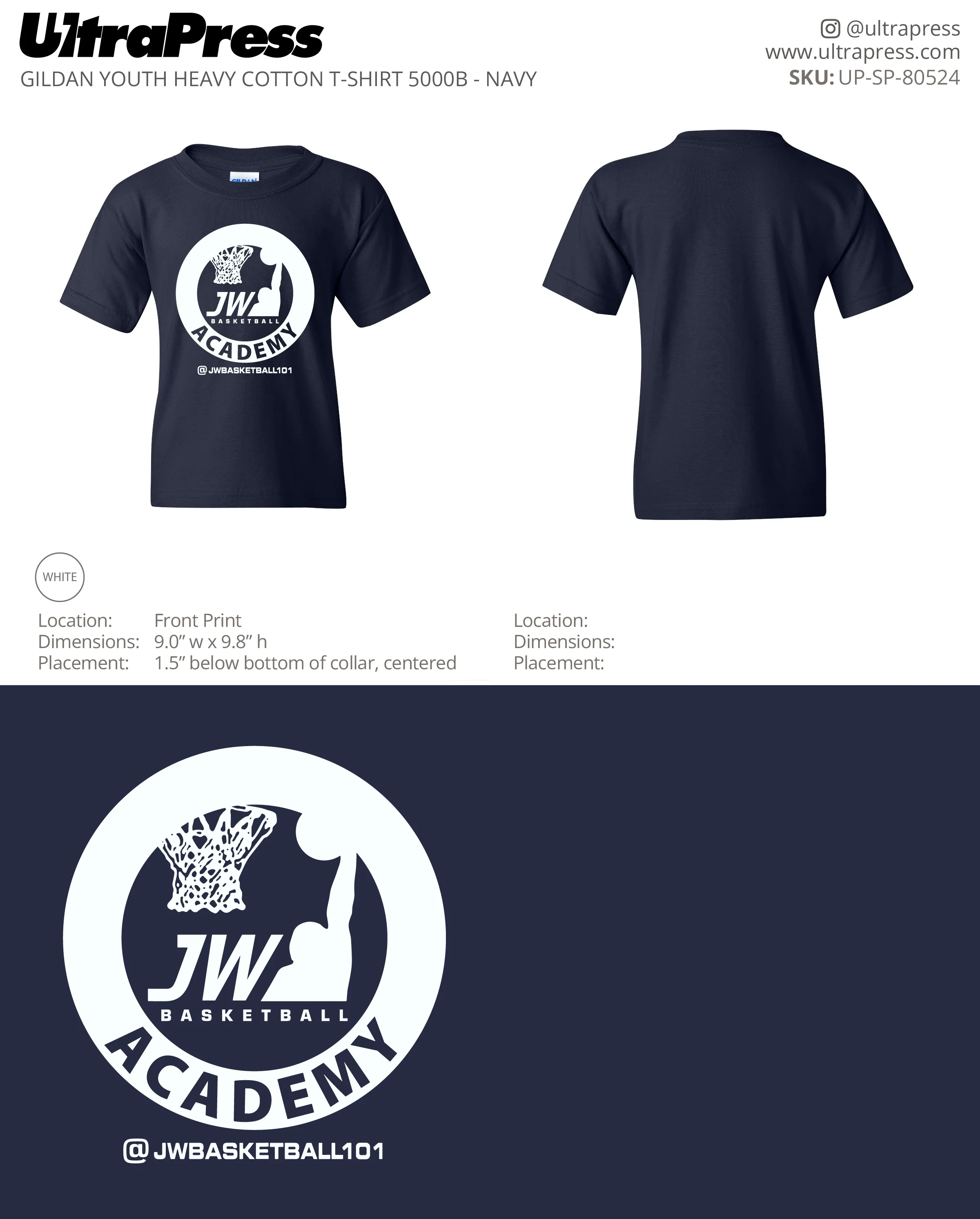 UP-SP-80524 JW Basketball Academy - William Wright 100 Min Qty (Bulk) - Image 2