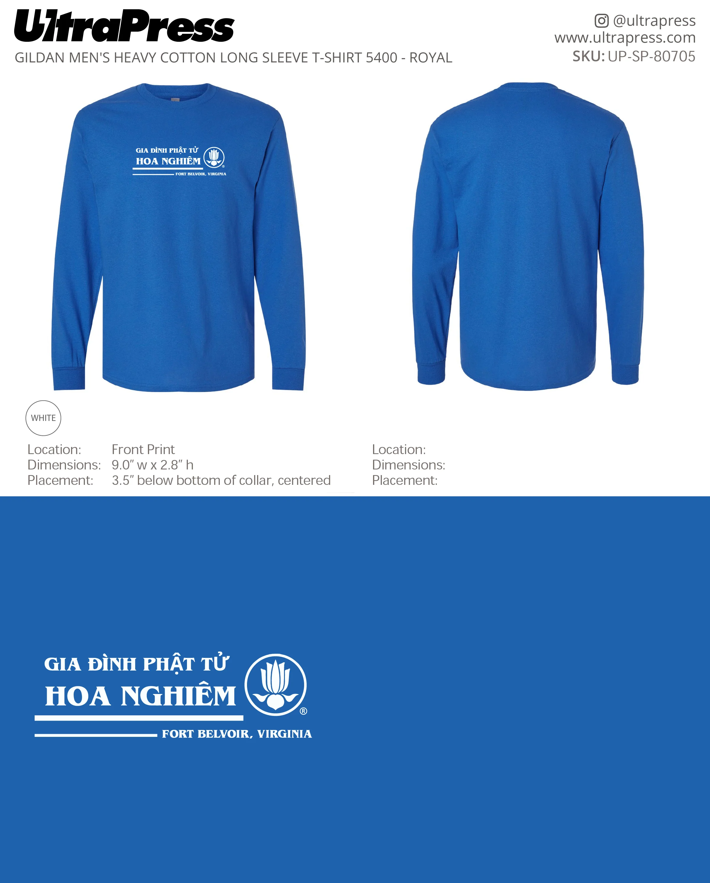 UP-SP-80705 Buddhist Youth Association Hoa Nghiêm Long Sleeves - Phuc Bui 50 Min Qty (Bulk) - Image 2