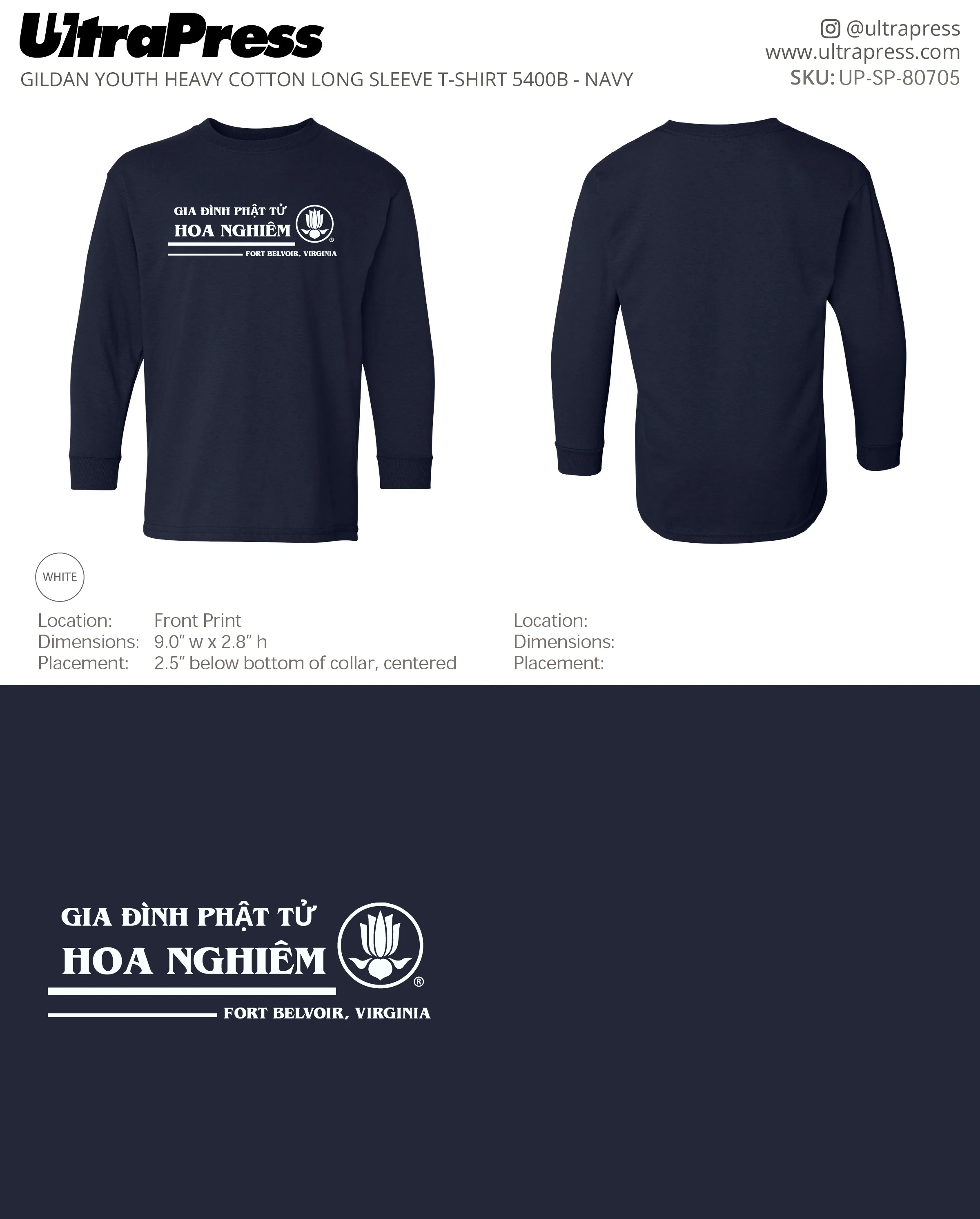 UP-SP-80705 Buddhist Youth Association Hoa Nghiêm Long Sleeves - Phuc Bui 50 Min Qty (Bulk) - Image 3
