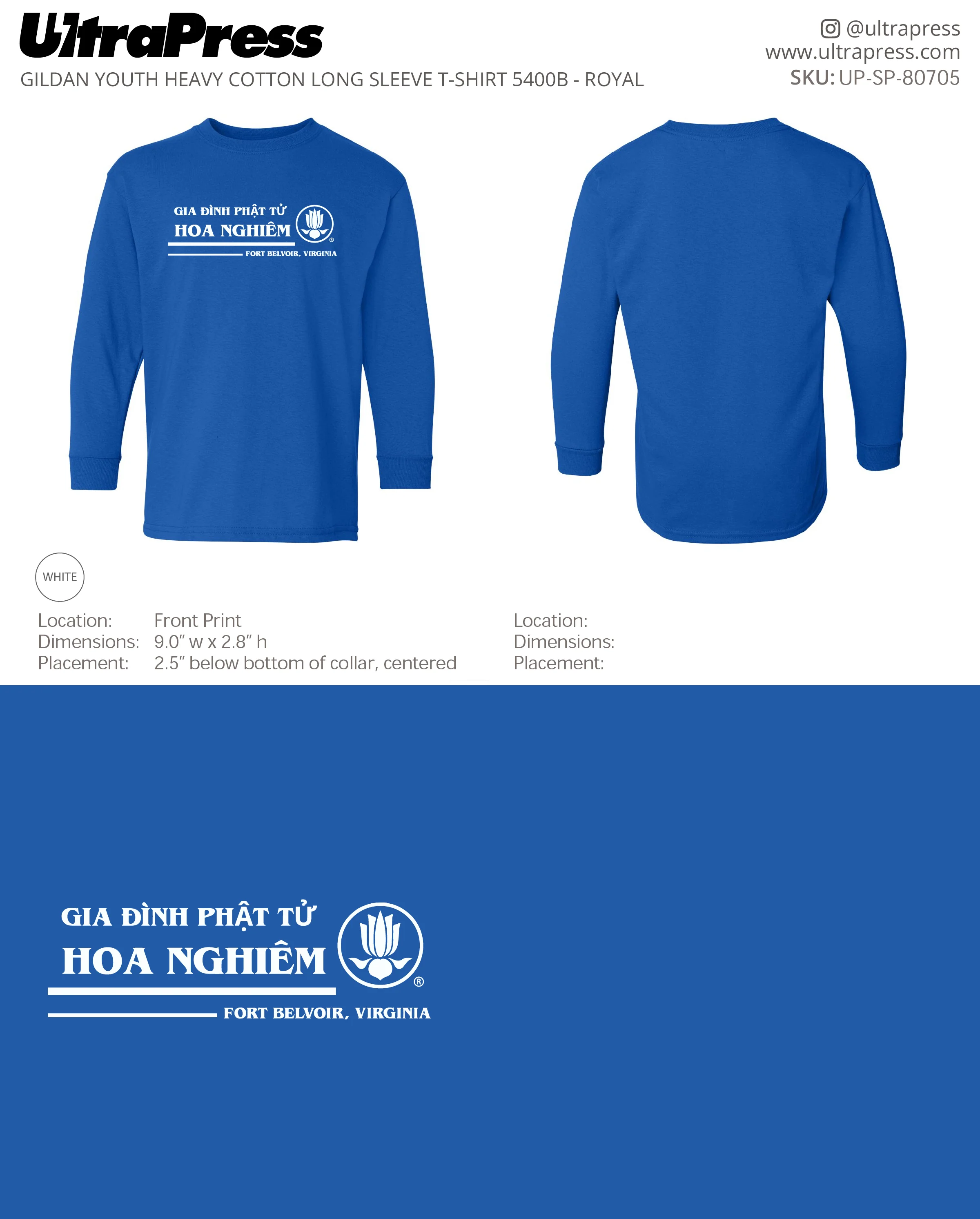 UP-SP-80705 Buddhist Youth Association Hoa Nghiêm Long Sleeves - Phuc Bui 50 Min Qty (Bulk) - Image 4