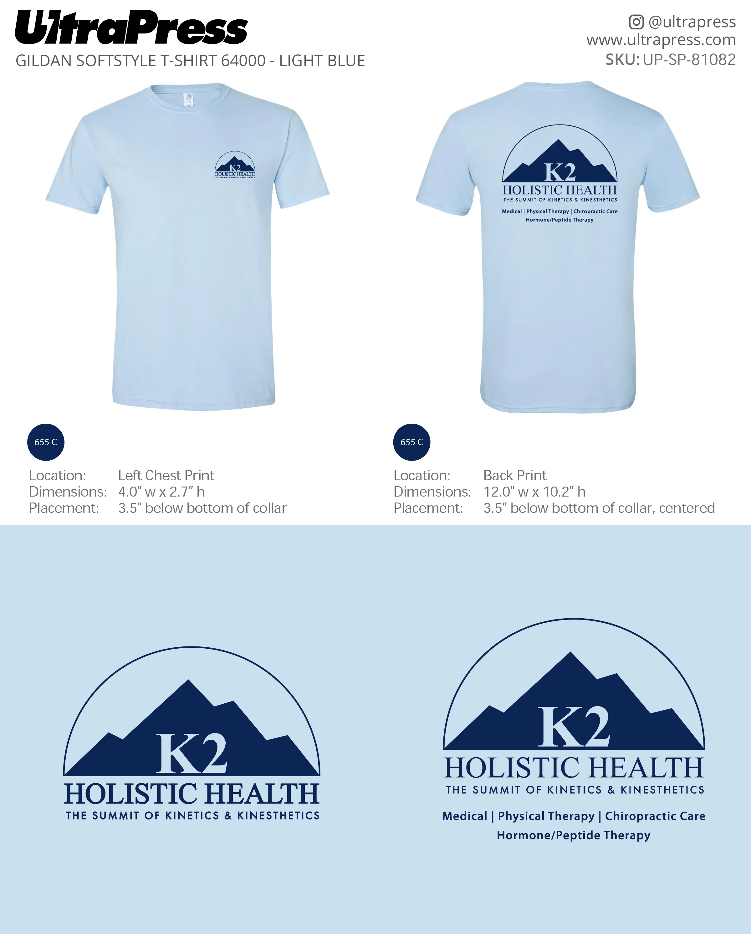 UP-SP-81082 K2 Holistic Health (Navy Logo) - Jason Howe 100 Min Qty (Bulk)