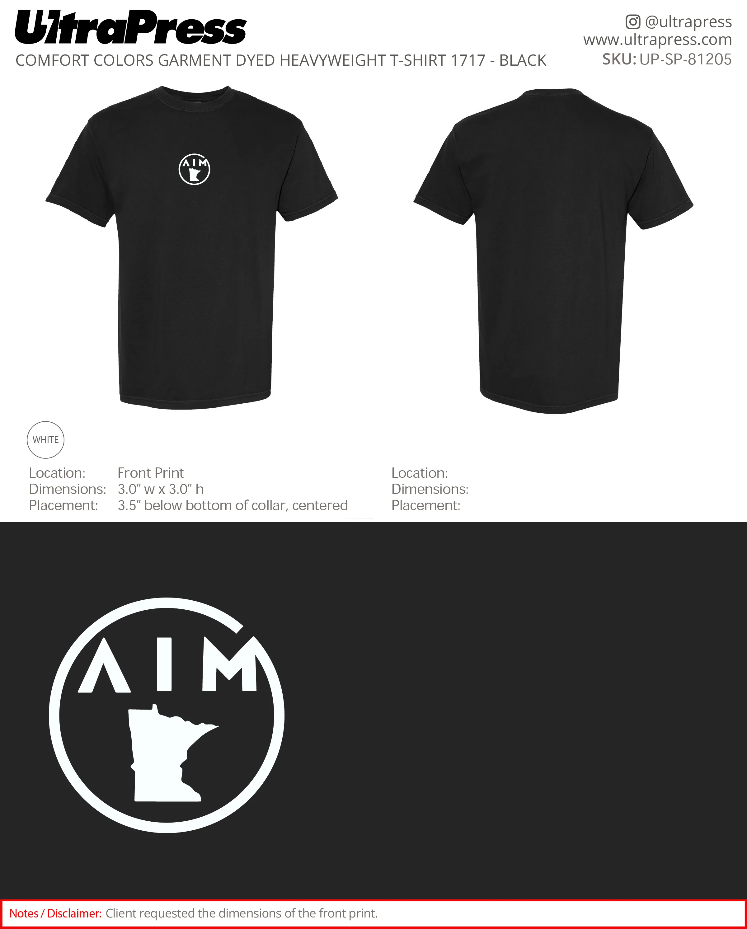 UP-SP-81205 AIM (White Logo) - Bobby Loukinen 100 Min Qty (Bulk)