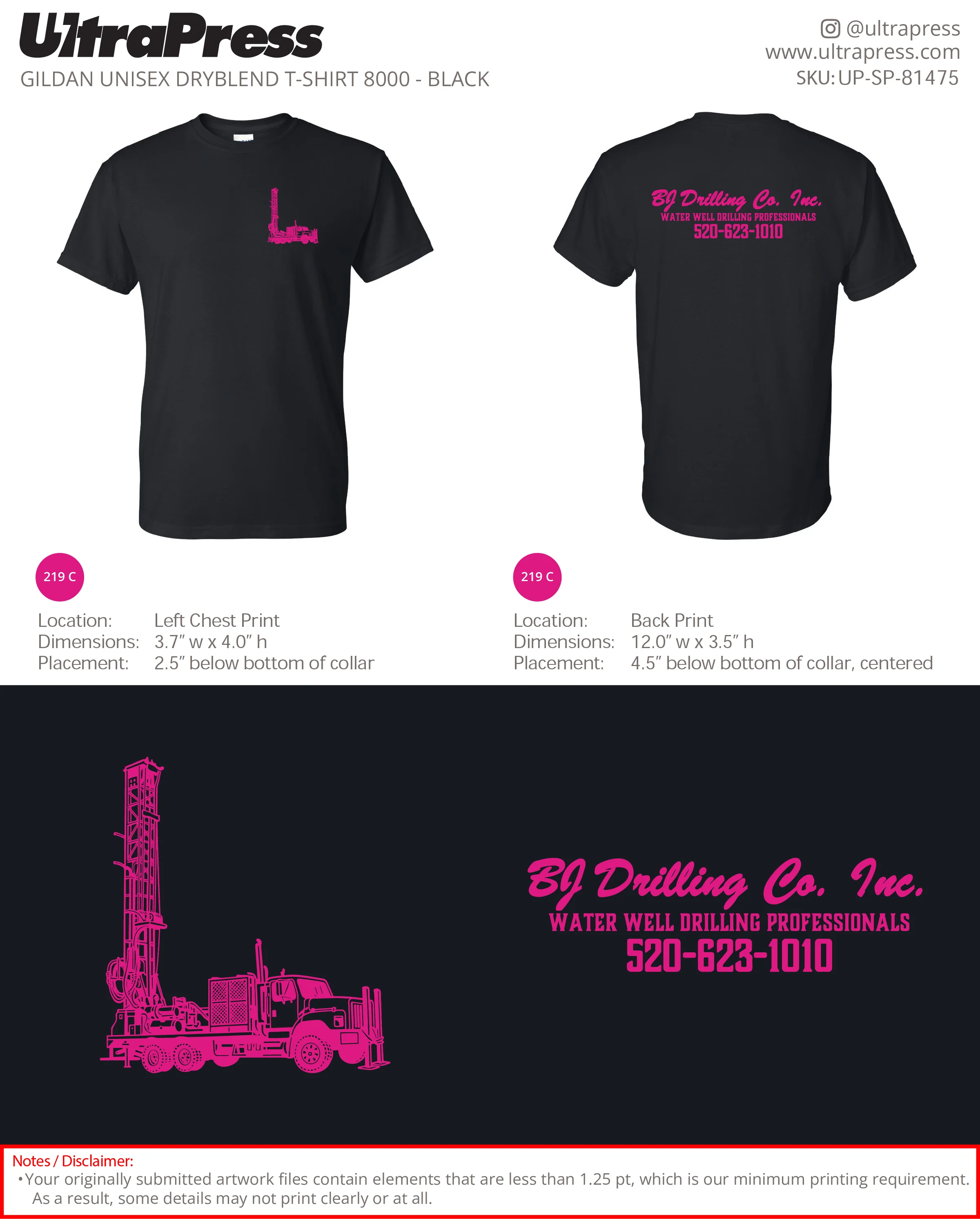 UP-SP-81475 BJ Drilling Pink Logo - Carina Ritenour 50 Min Qty (Bulk) - Image 2
