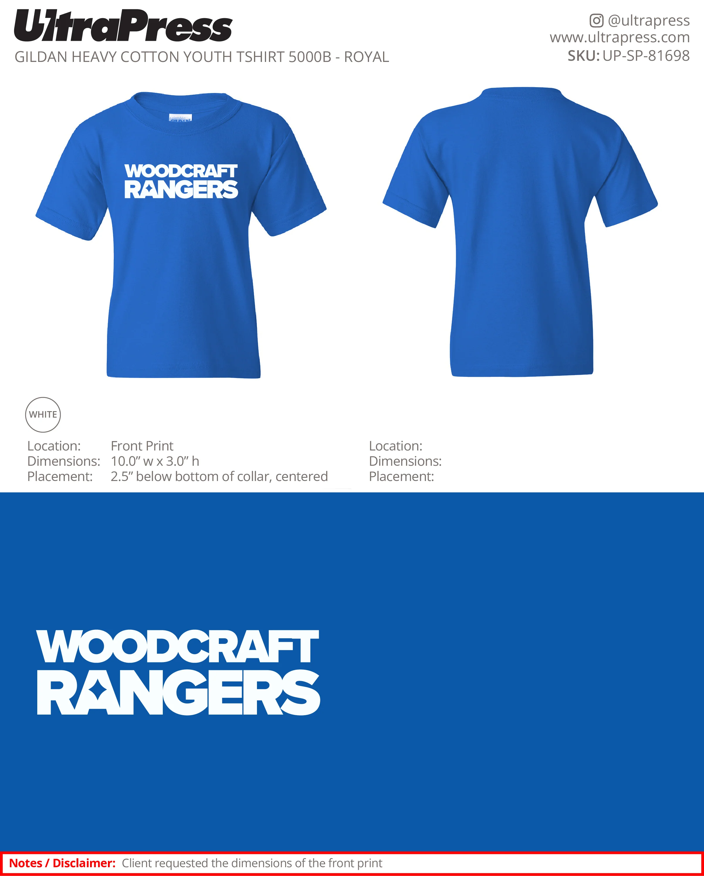 UP-SP-81698 Woodcraft Rangers Block Logo - Israel Serna 100 Min Qty (Bulk) - Image 2
