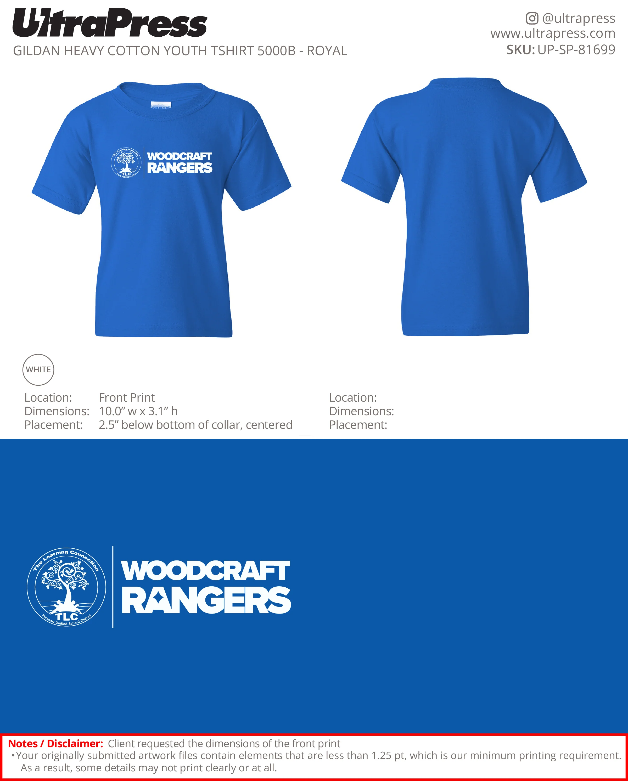 UP-SP-81699 TLC x Woodcraft Rangers - Israel Serna 100 Min Qty (Bulk) - Image 2
