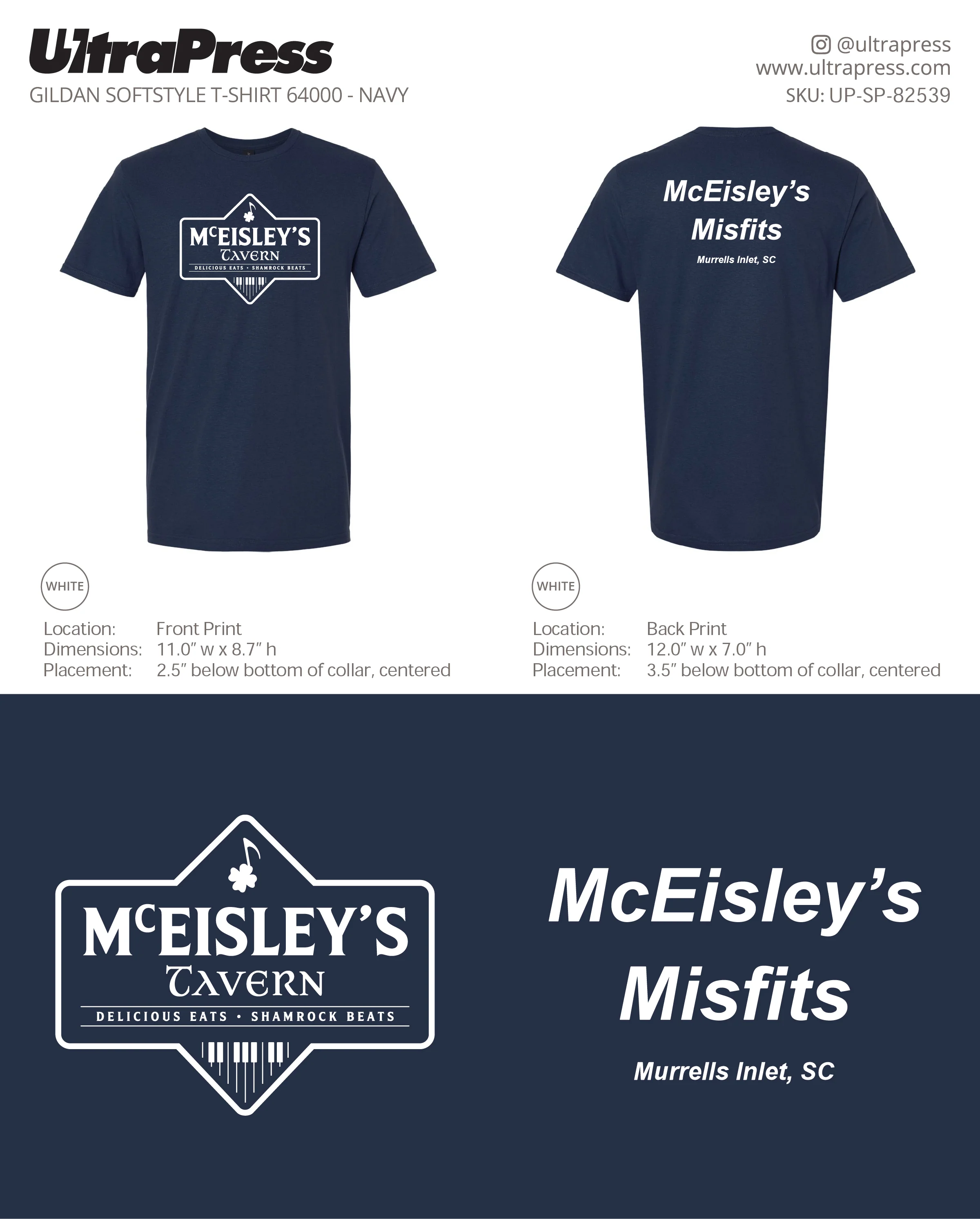 UP-SP-82539 Mceisley's Tavern Adult TShirt - Donna Collins 100 Pieces Package Deal (Bulk) - Image 3